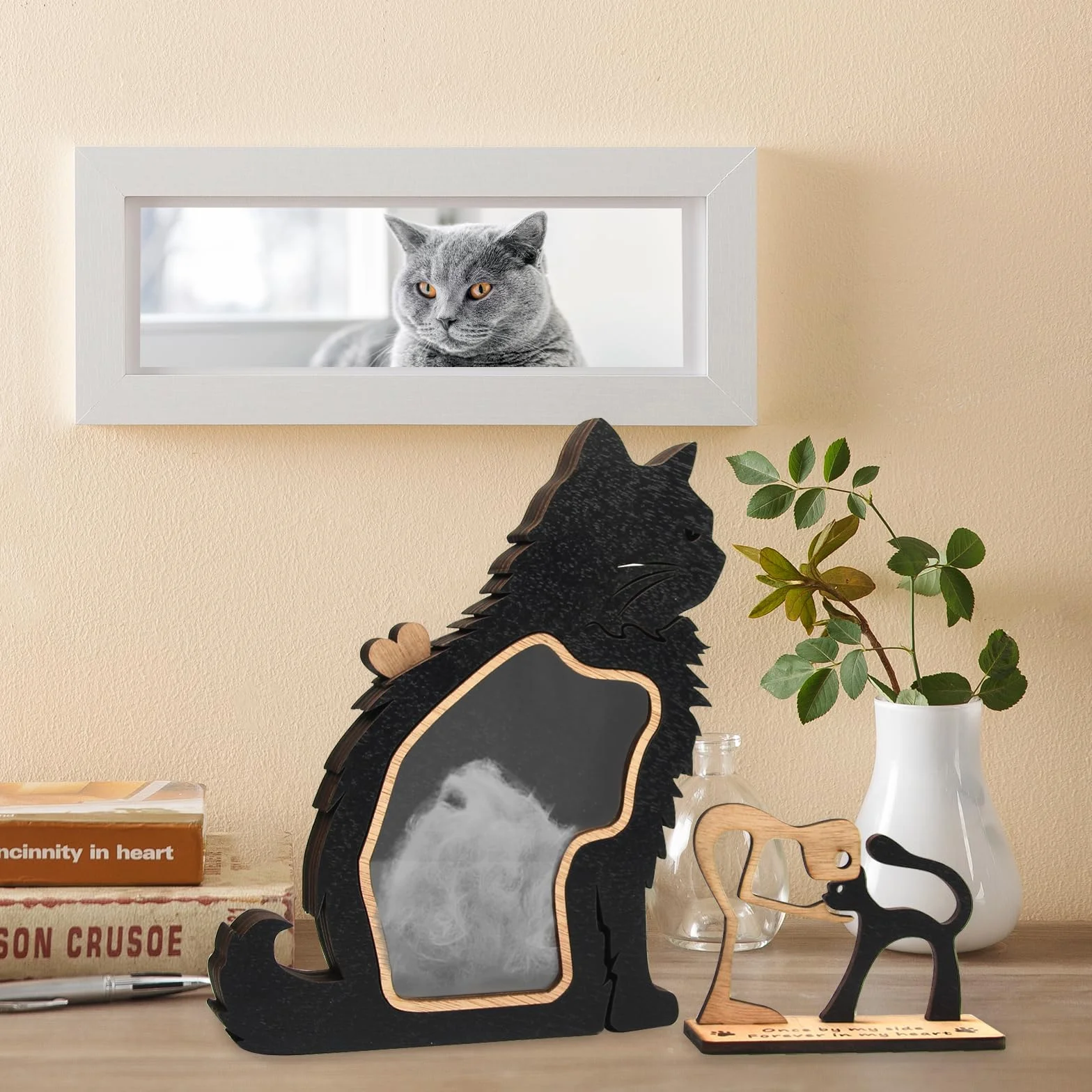 Collecteur de poils de chat en bois - Boîte de rangement - Cadeau pour amoureux des animaux