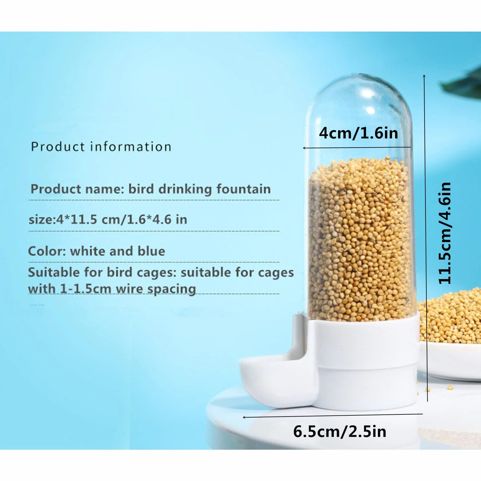 Abreuvoir Automatique pour Oiseaux 2 Pièces 90 ML Blanc