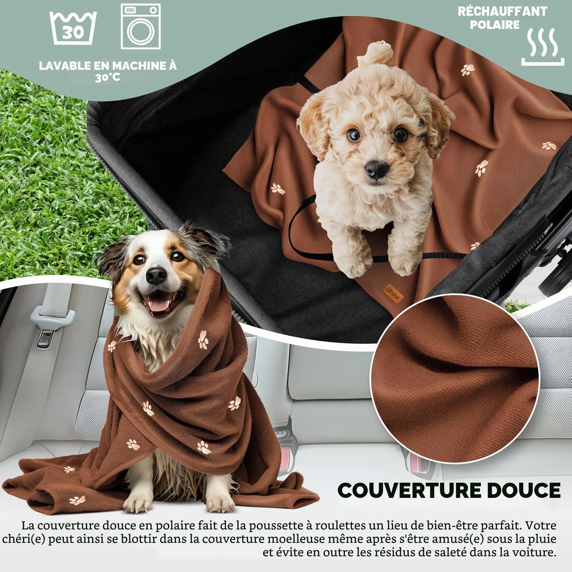 Lovpet Poussette 2 en 1 pour chien pliable jusqu'à 20 kg Anthracite