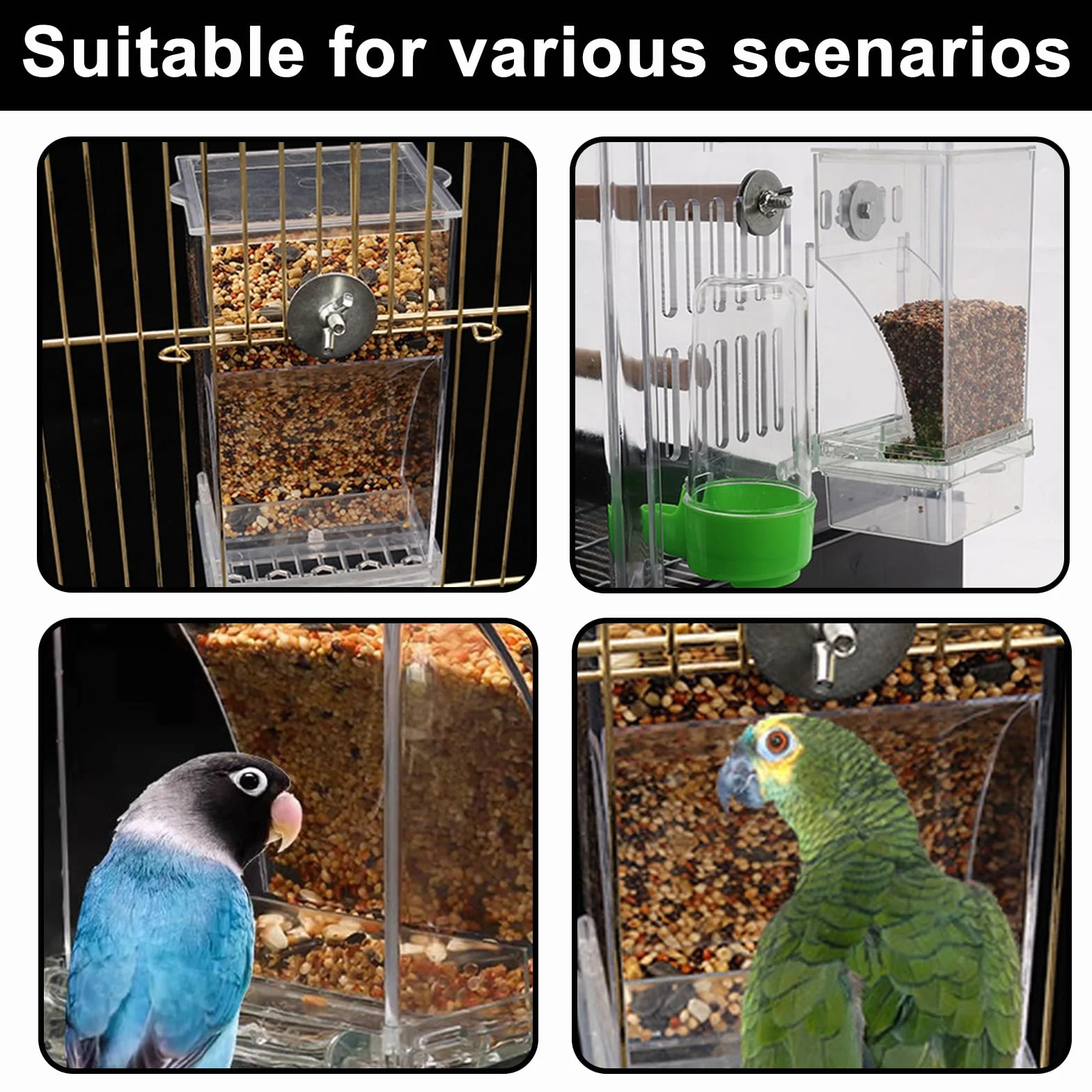 Lot de 2 distributeurs automatiques de nourriture pour oiseaux perruches canaris calopsittes pinsons