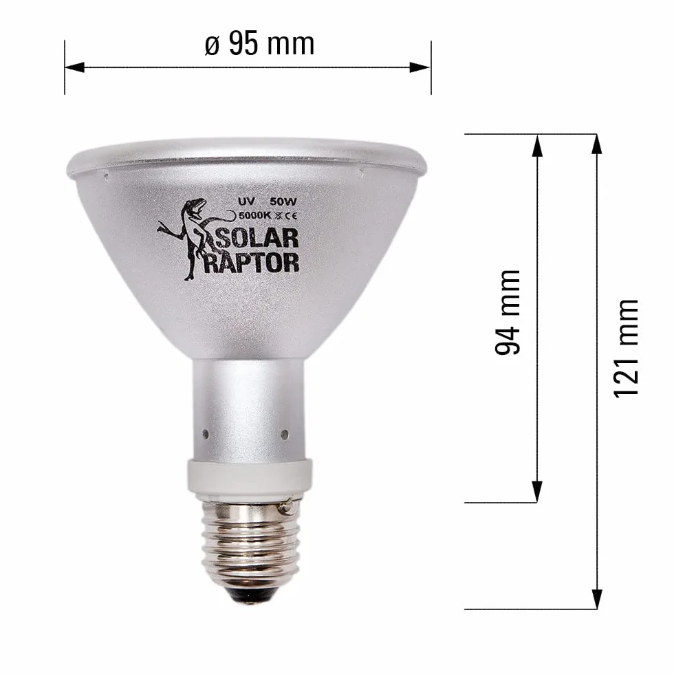 Econlux Projecteur HID Spot UV pour Terrariums Culot E27 50W PAR30 Argent