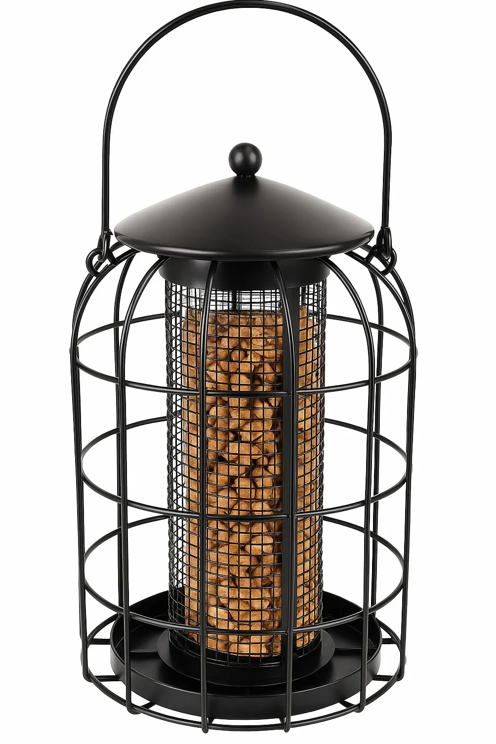 Mangeoire Oiseaux Extérieur Ylva Noir 27 cm Métal Revêtement Poudre Maille Protection Silo Flamingo