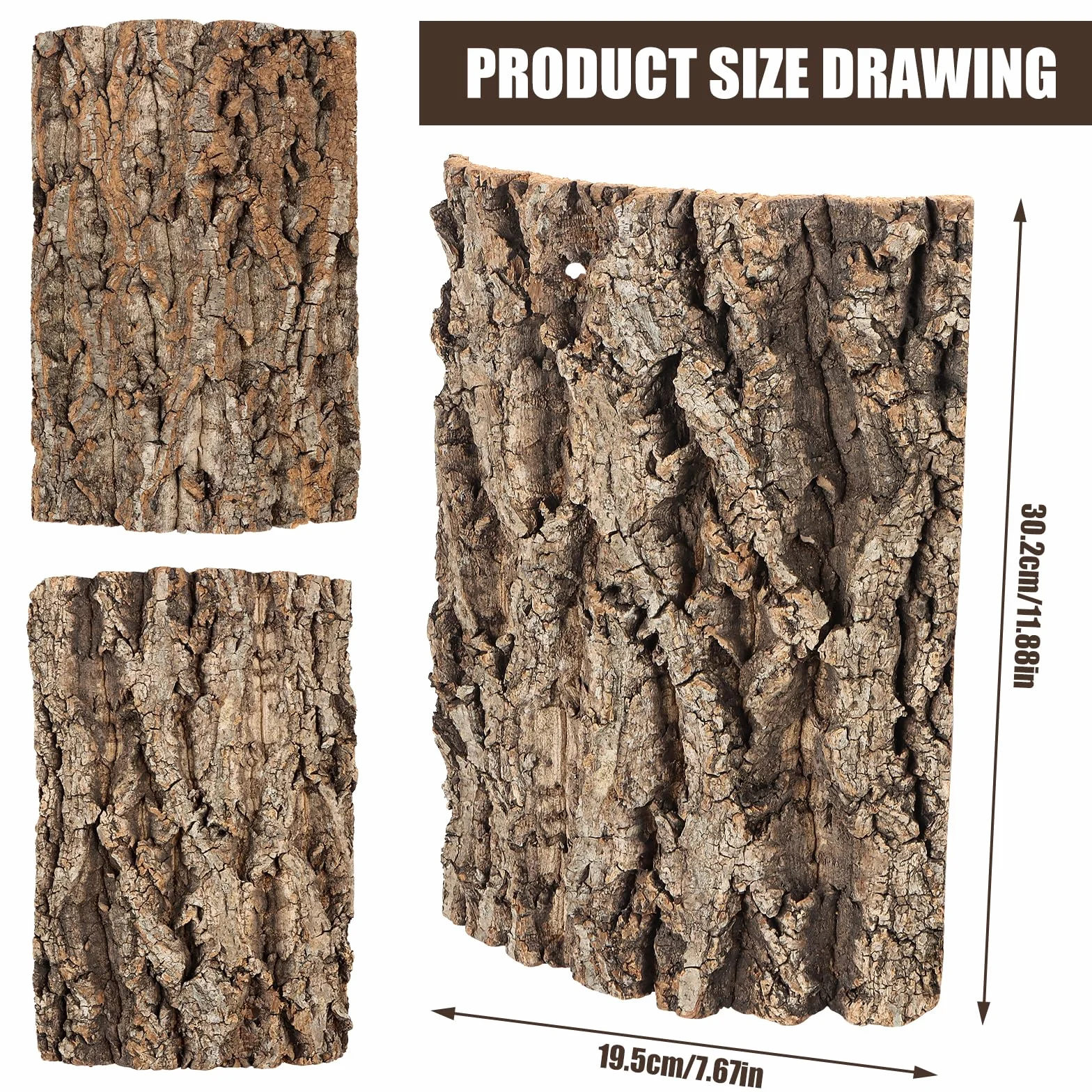 Lot de 2 parois arrière en écorce de liège pour terrarium - Aspect naturel - Surface d'escalade pour reptiles gecko, barbes, tortues