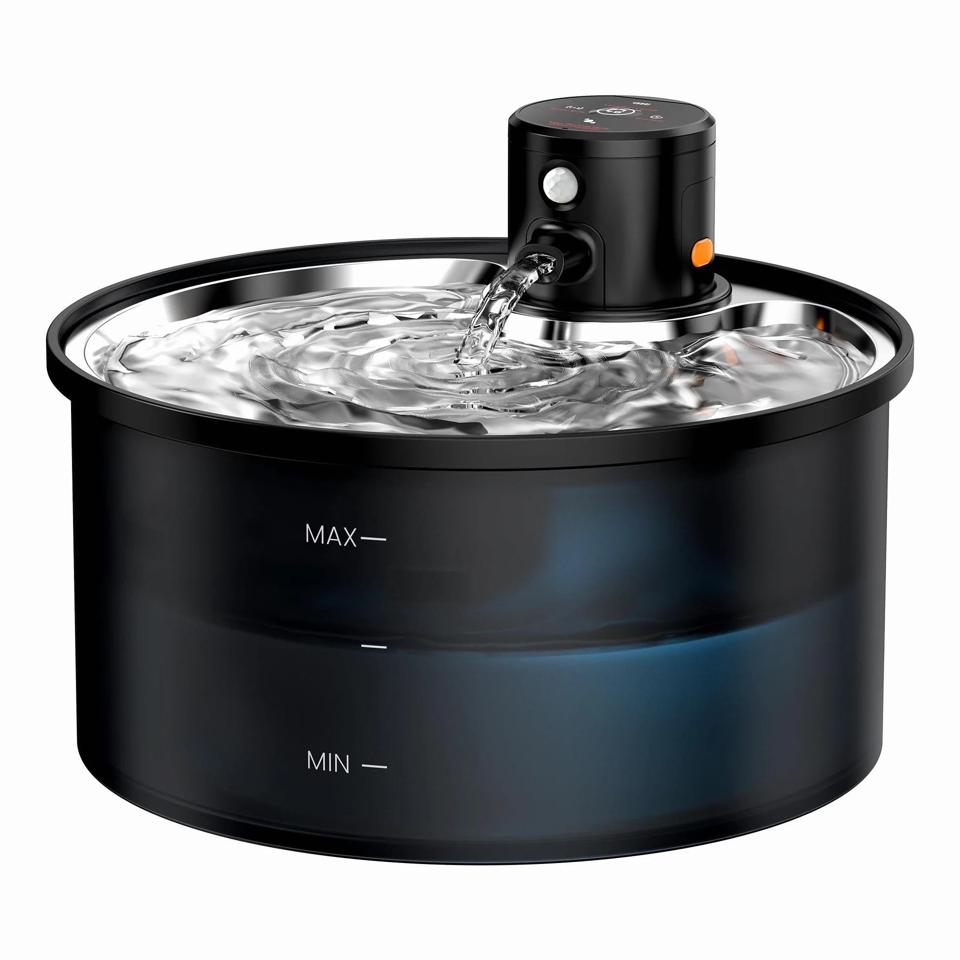 Fontaine à Eau pour Chat sans Fil avec Détecteur de Mouvement 3,2L Distributeur Automatique à Pile Batterie 4000mAh Rechargeable INOX