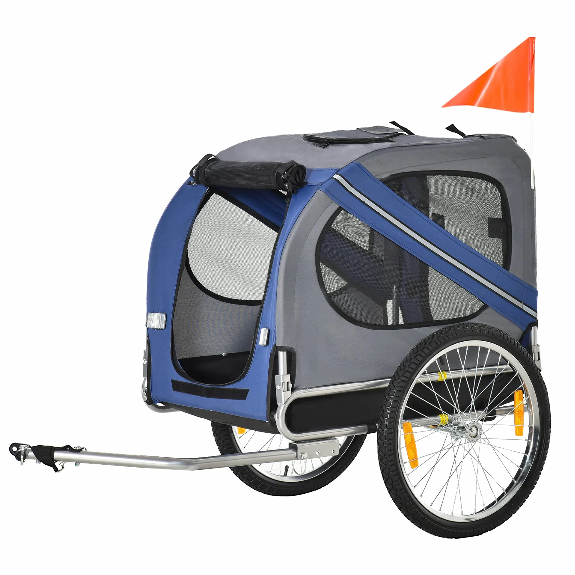 PawHut Remorque vélo pour Chien Pliable 30 kg 130x73x90 cm Acier Polyester imperméable