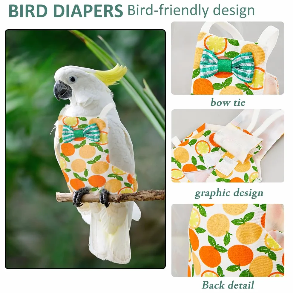SUPERFINDINGS 6 pièce Couches Réutilisables pour Oiseaux 11cm/9.5cm pour Perroquets Cockatiel Imperméable Lavable