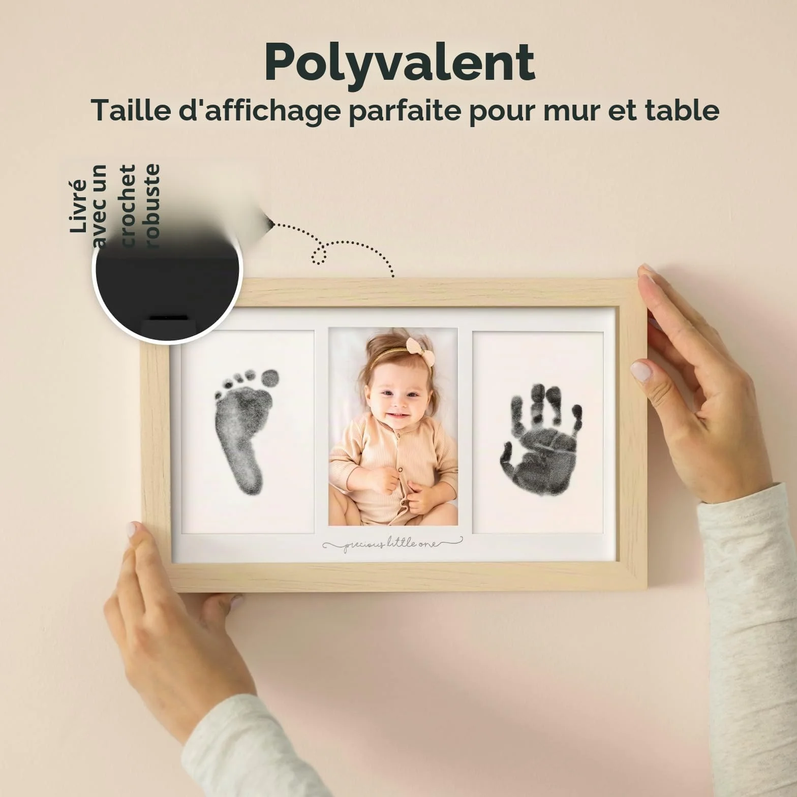 KeaBabies Ensemble d'empreintes de main et de pieds de bébé - Tampon encreur Clean Touch pour nouveau-né, cadre photo empreinte main Fabre (Ash Wood)