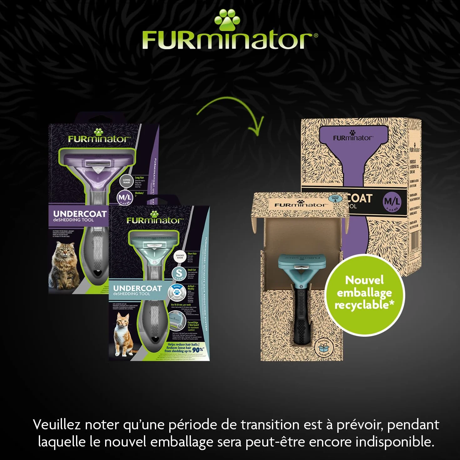 FURMINATOR Brosse anti-mue pour Chat à Poils Courts M/L - Outil de Toilettage - Élimine 90% des poils morts