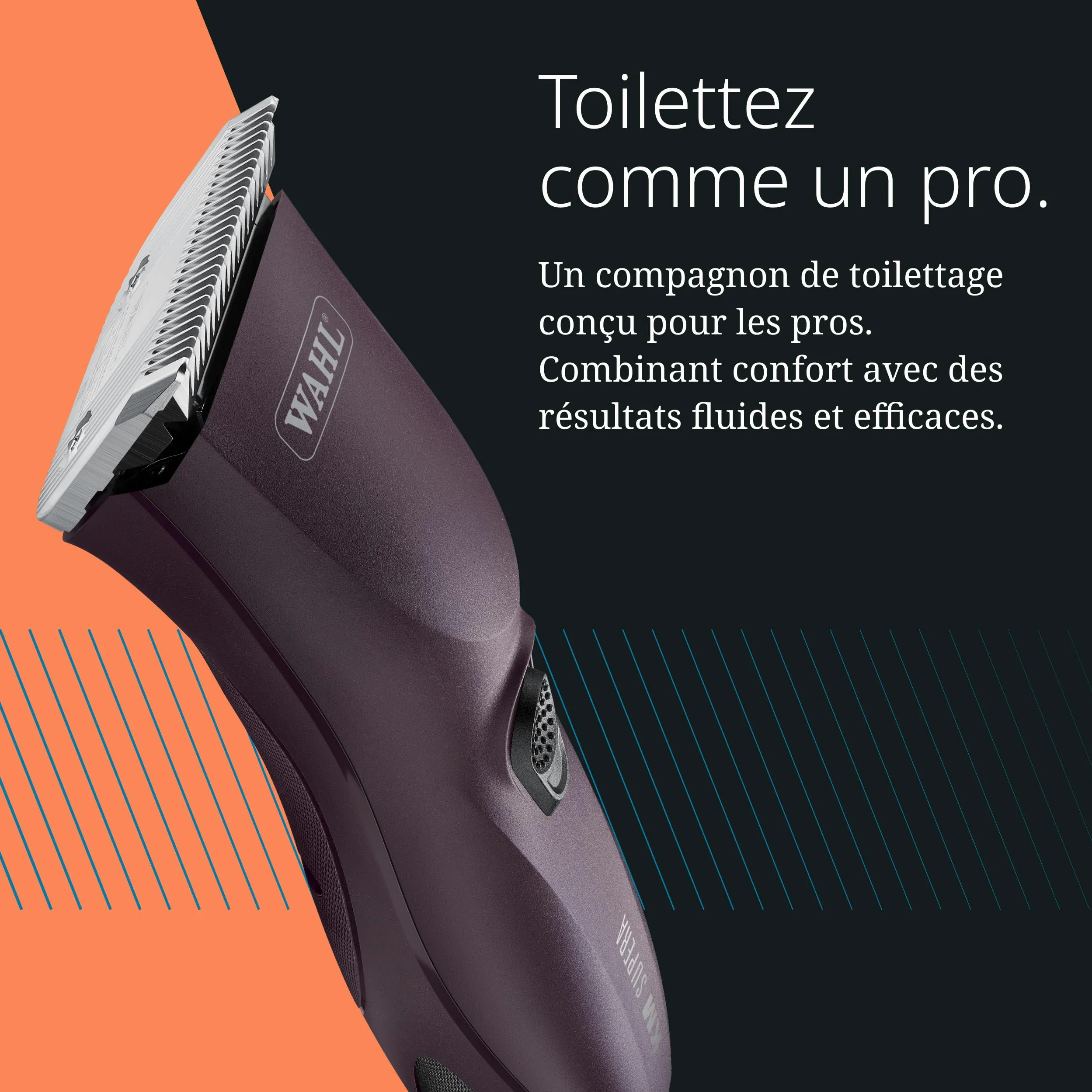 Wahl KM Supera, Tondeuse Sans Fil pour Animaux, Ergonomique | Tondeuse Sans Fil pour Animaux, 2 Batteries Interchangeables, 3000 et 3700 tr/min, Moteur Sans Balais, Légère et Silencieuse