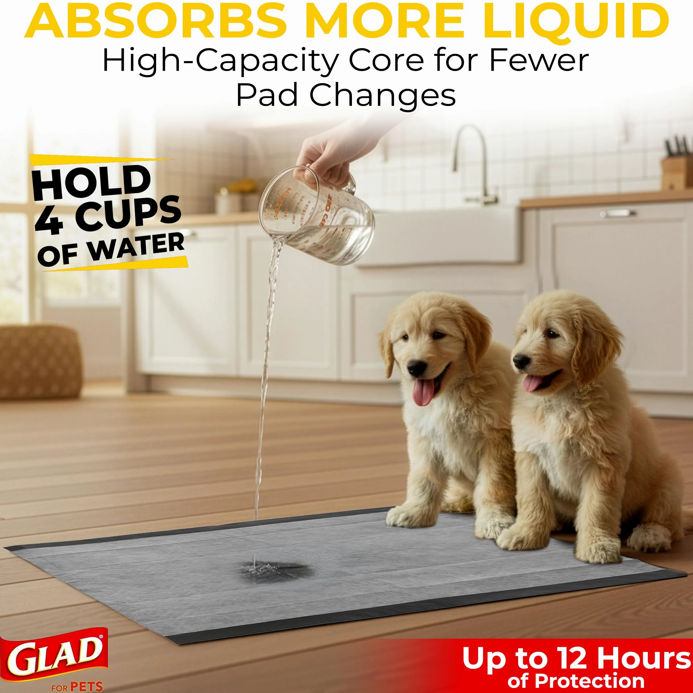 Glad for Pets Lot de 50 alèses pour Chiots de Grande Taille Anthracite Noir Absorbent et neutralisent l'urine instantanément
