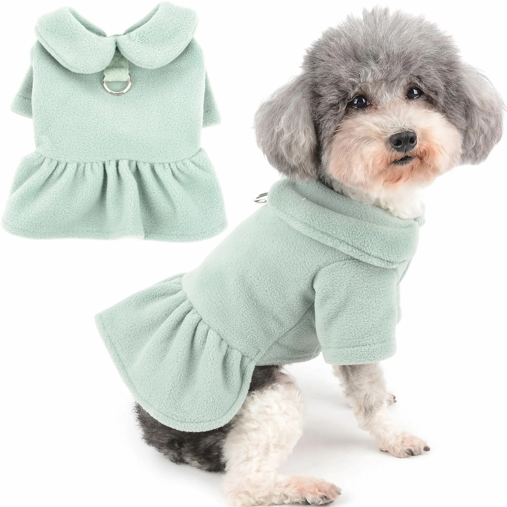 Robe d'hiver pour chiot Zunea, robe de princesse avec anneau en D, chaude pour chihuahua