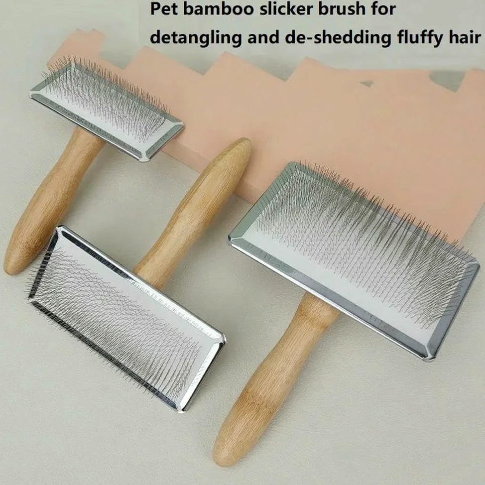 DYRBF Brosse peigne pour chien à poils longs Brosse pour chat Brosse de voiture Poils d'animaux en bois massif Brosse de massage pour chat Brosse de toilettage pour animaux domestiques