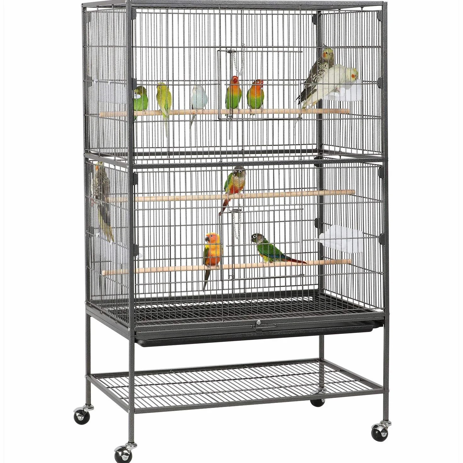 Yaheetech Grande Cage Oiseau sur Pied Volière Canaries Perroquet 2 Étages 79 x 52 x 132 cm