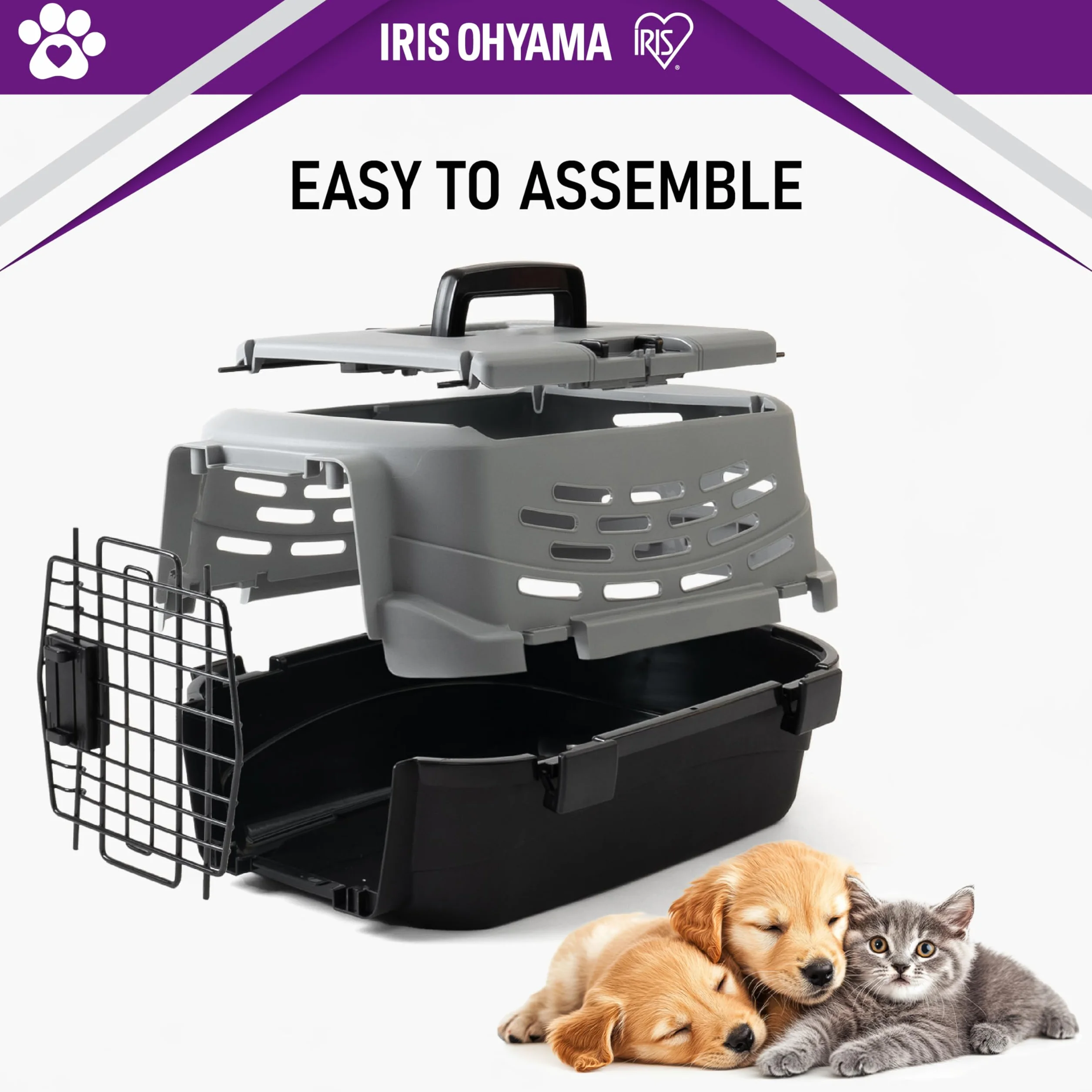 Iris Ohyama 36.5L Caisse de Transport Chat Cage Transport Chat BPA-Frei Robuste Légère Plastique 48×30.5×25cm