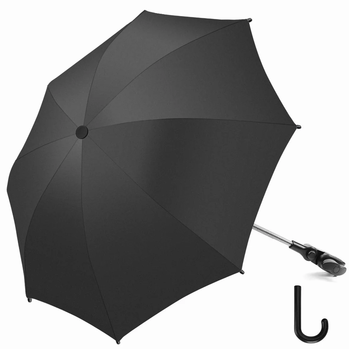 Ombrelle Universelle Anti UV 50+ Diamètre 73cm pour Poussette et Landau Noir