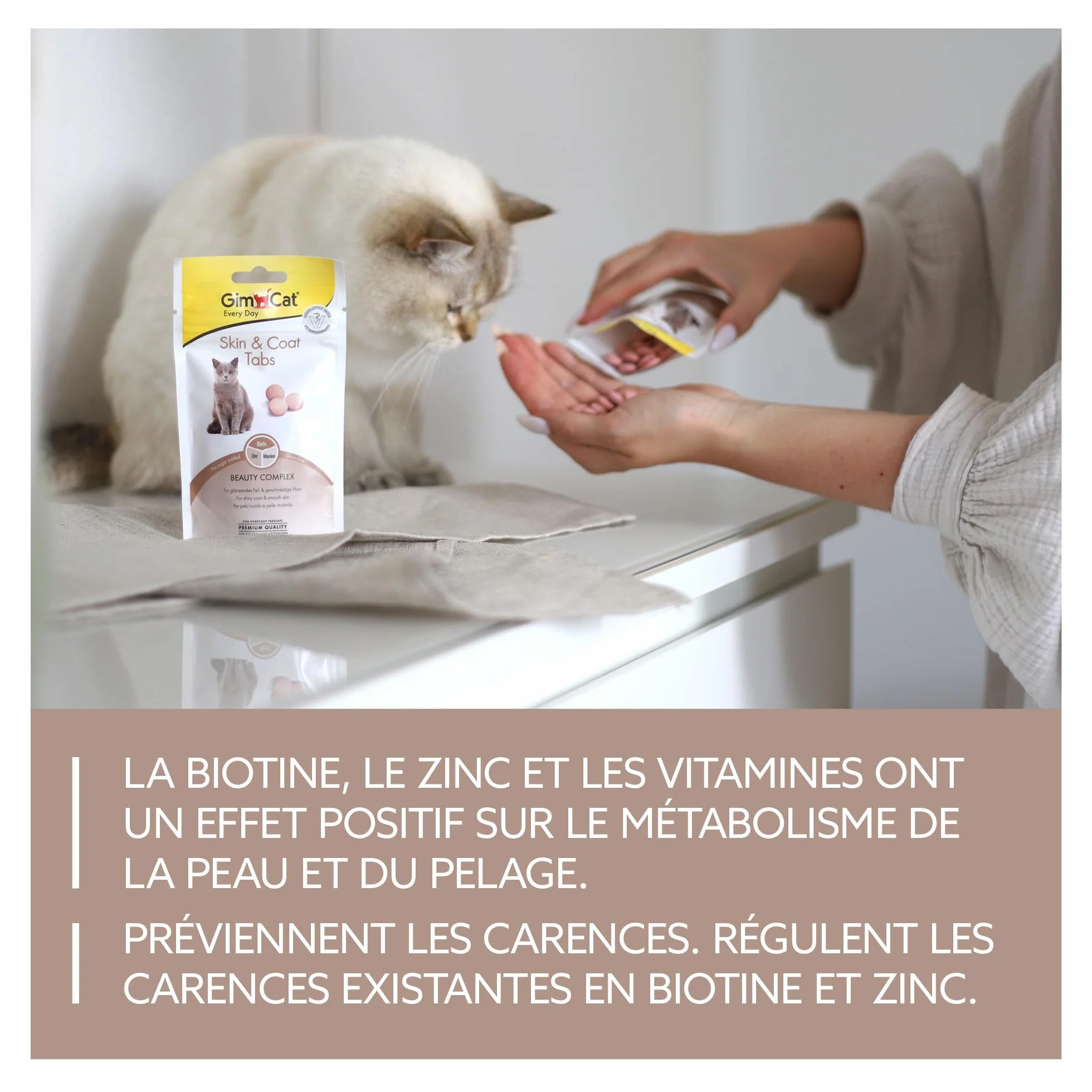 GimCat Skin & Coat Tabs Snack fonctionnel pour chats pelage peau saine Lot de 8 40 g