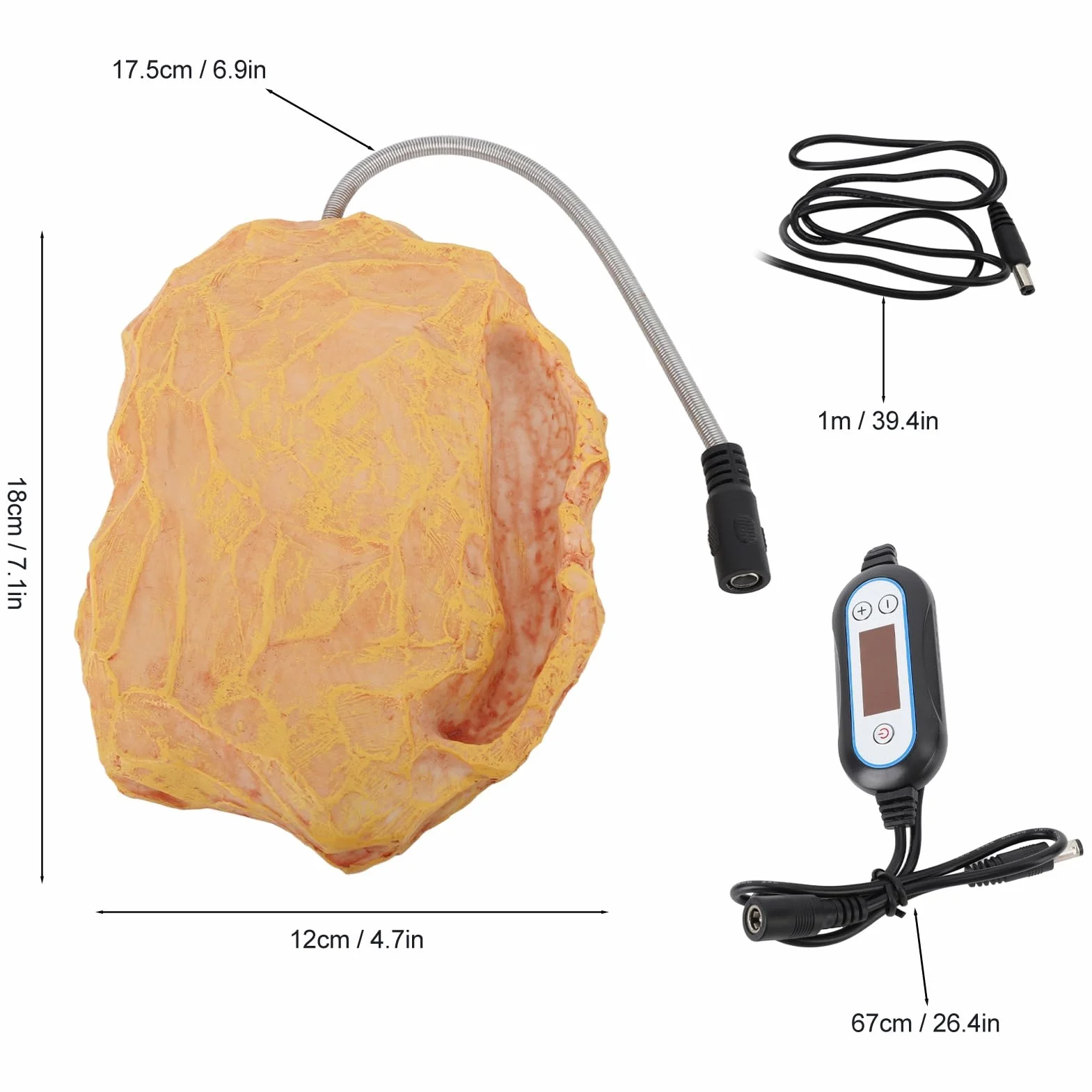 TOPINCN Chauffage pour Reptiles, Isolation de Roche, Animaux de Compagnie, Chauffage de Température pour Tortue, Tension, Pièces de Rechange pour Chauffage de Patio (Prise UE)