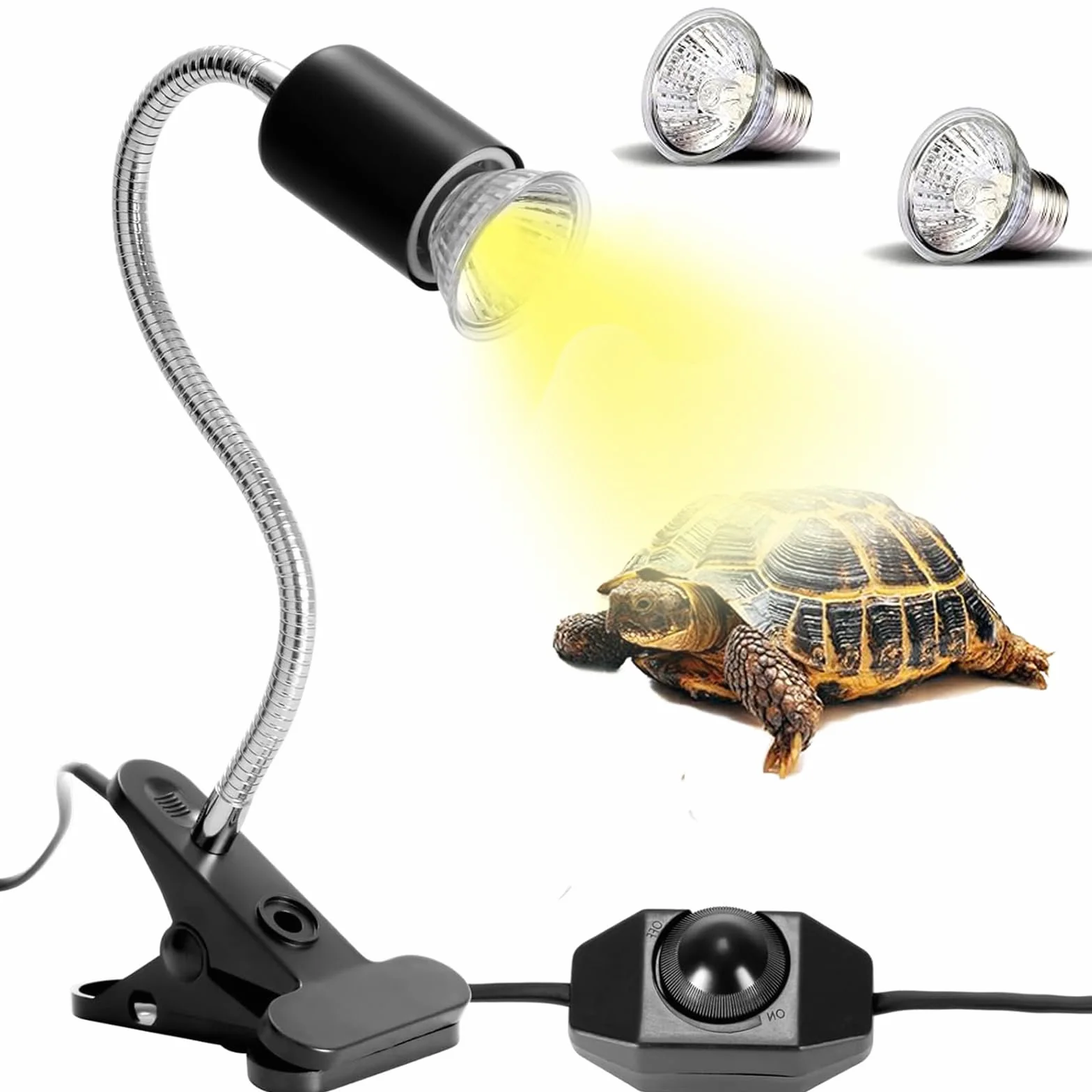 Lampe Chauffante pour Reptiles Tortue avec Ampoules UVA UVB 25W 50W, Pince 360°