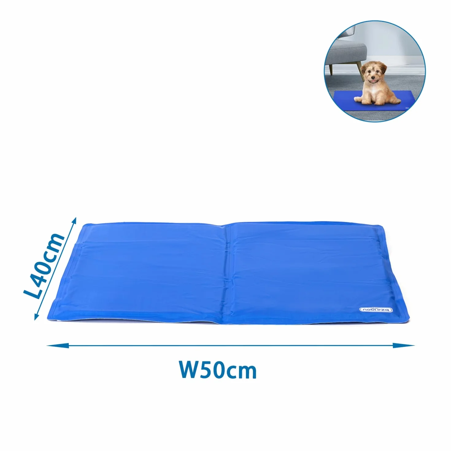 Nobleza Tapis de Refroidissement pour Chats 50x40cm Bleu Auto Refroidissant Non Toxique