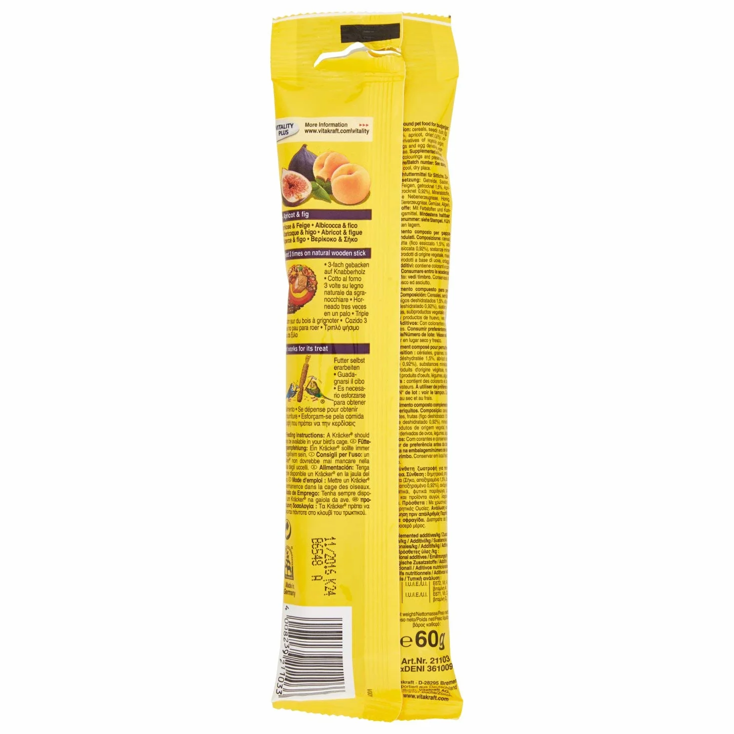 VITAKRAFT Kräcker® Kracker pour Oiseaux, Abricot & Figue pour perruches