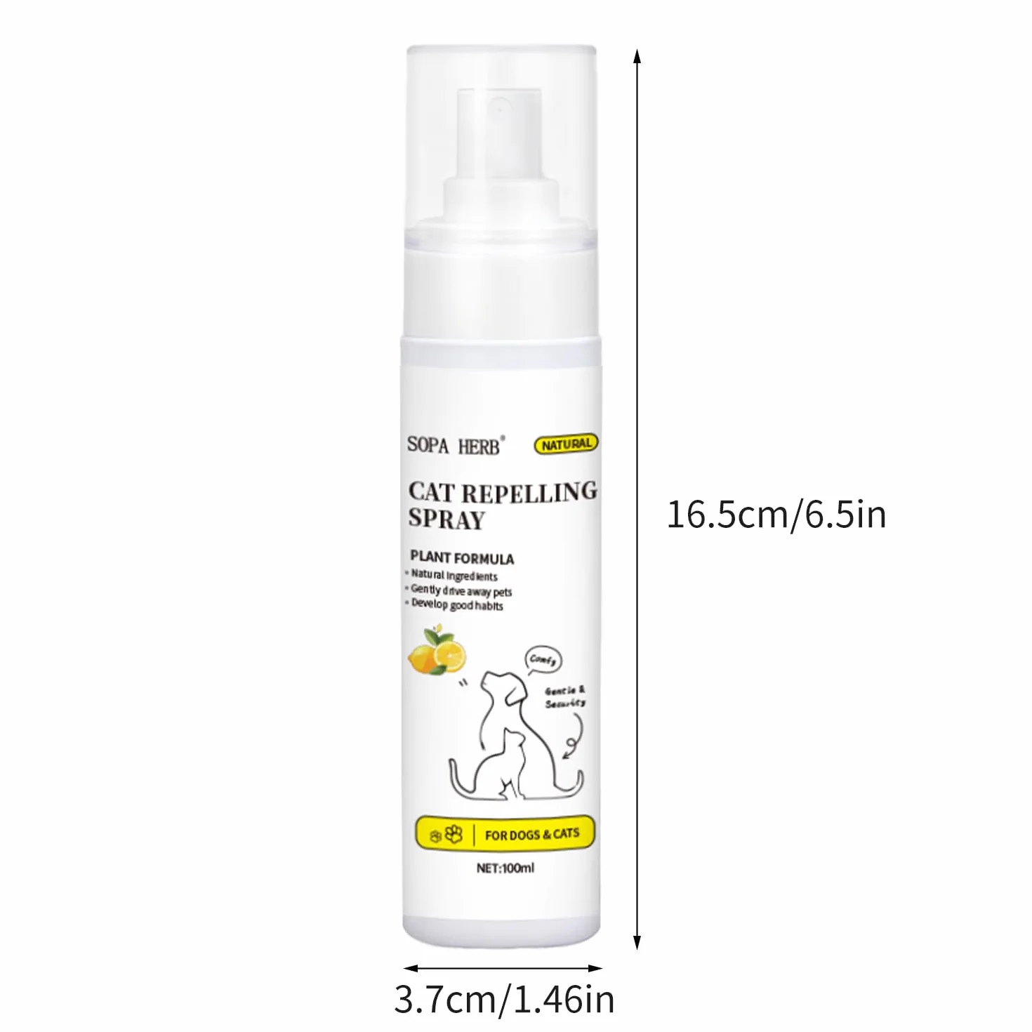 Sopa Herb Spray Répulsif pour Chats 100ml, Protection Intérieure et Extérieure, Parfum Frais d'Orange