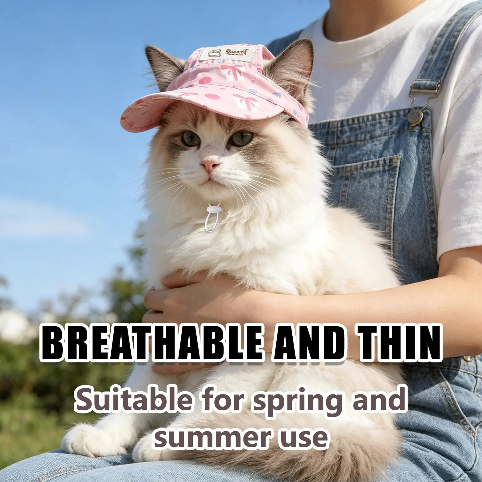 2 Pièces Casquette Chien de Protection Solaire, Chapeau pour Chat Réglable avec Trous d'oreilles, Chapeau de Sport Chat de Compagnie Extérieur pour l'Été Convient Chats et Chiots, Respirant M