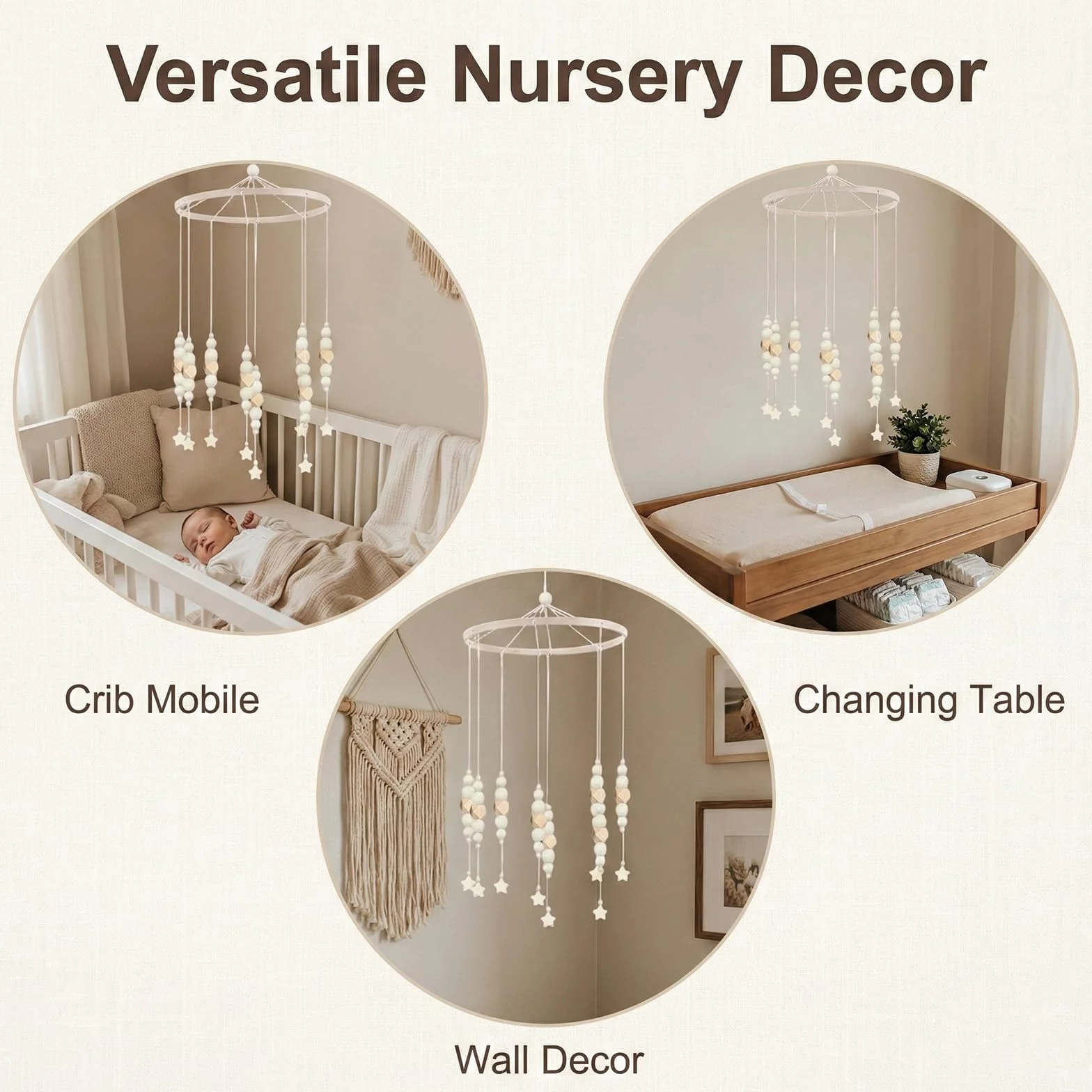 Mobile bébé bois DIY chaleureux mignon pour lit bébé
