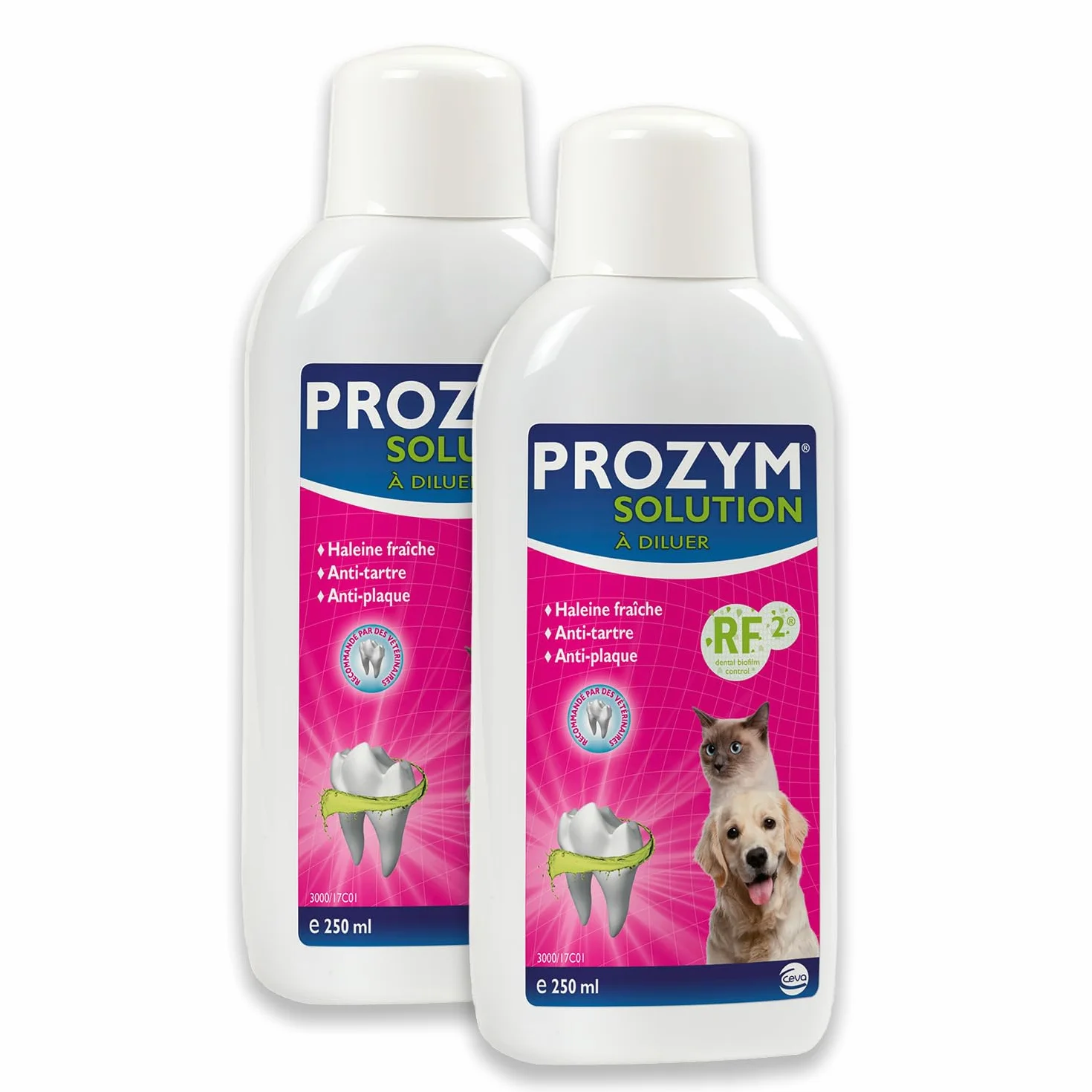 PROZYM Lot de 2 Solutions Dentaires pour Chiens et Chats Anti-tartre Anti-Plaque Haleine fraîche