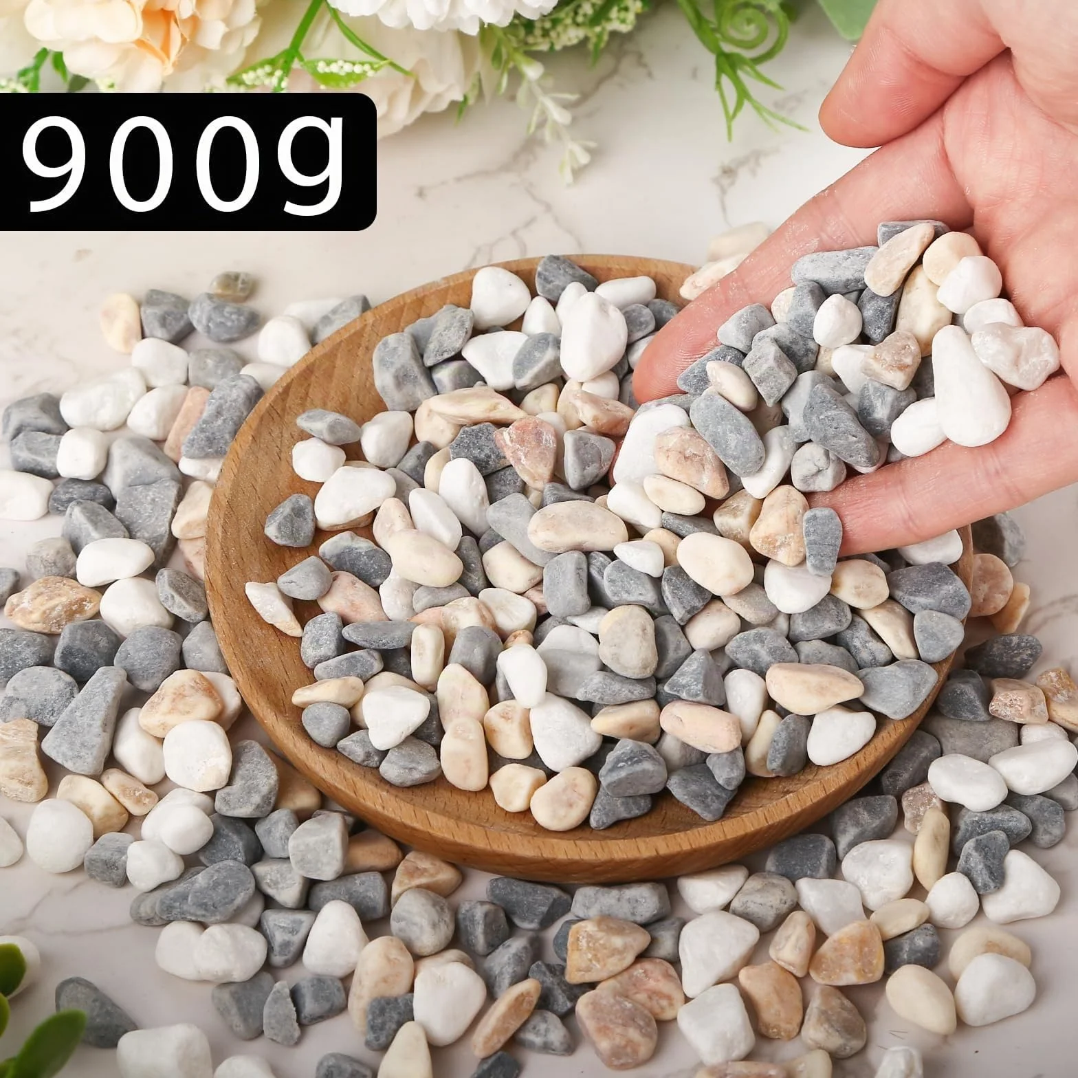 Galets en jade poli 900 g pour aquarium, décoration de jardin, pot de fleurs et vase