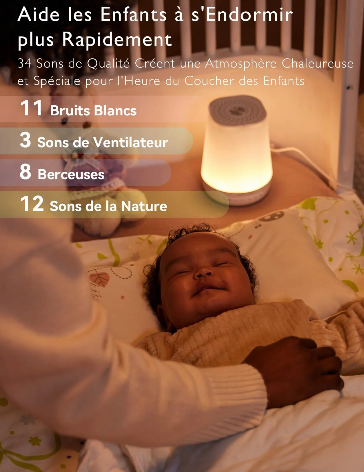 Momcozy Machine à Bruit Blanc Portable avec 34 Sons, Veilleuse 7 Couleurs, Contrôle APP DB03
