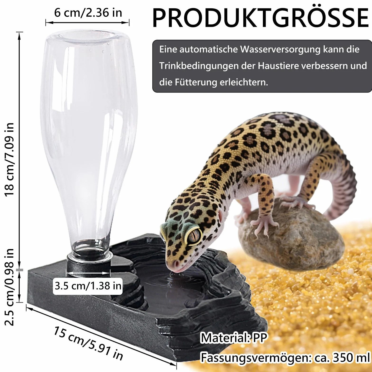 Abreuvoir Tortue Terrestre Distributeur d'Eau Portable avec Plat Anti-Débordement Plastique