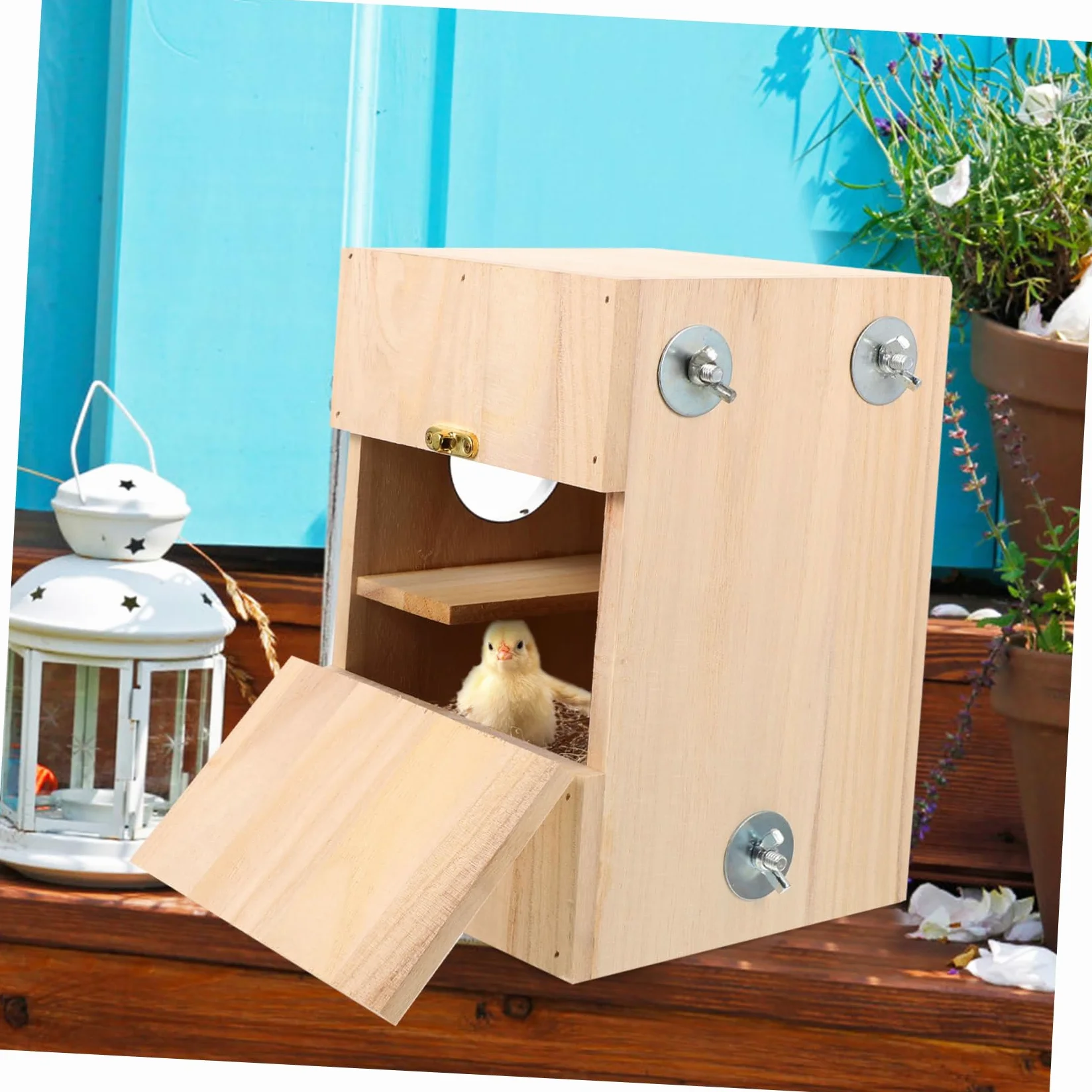 Yardwe Nid D’Oiseau en Bois, Boîte D’élevage Carrée, Lieu de Repos Confortable pour Canaris et Alouettes, Usage Intérieur
