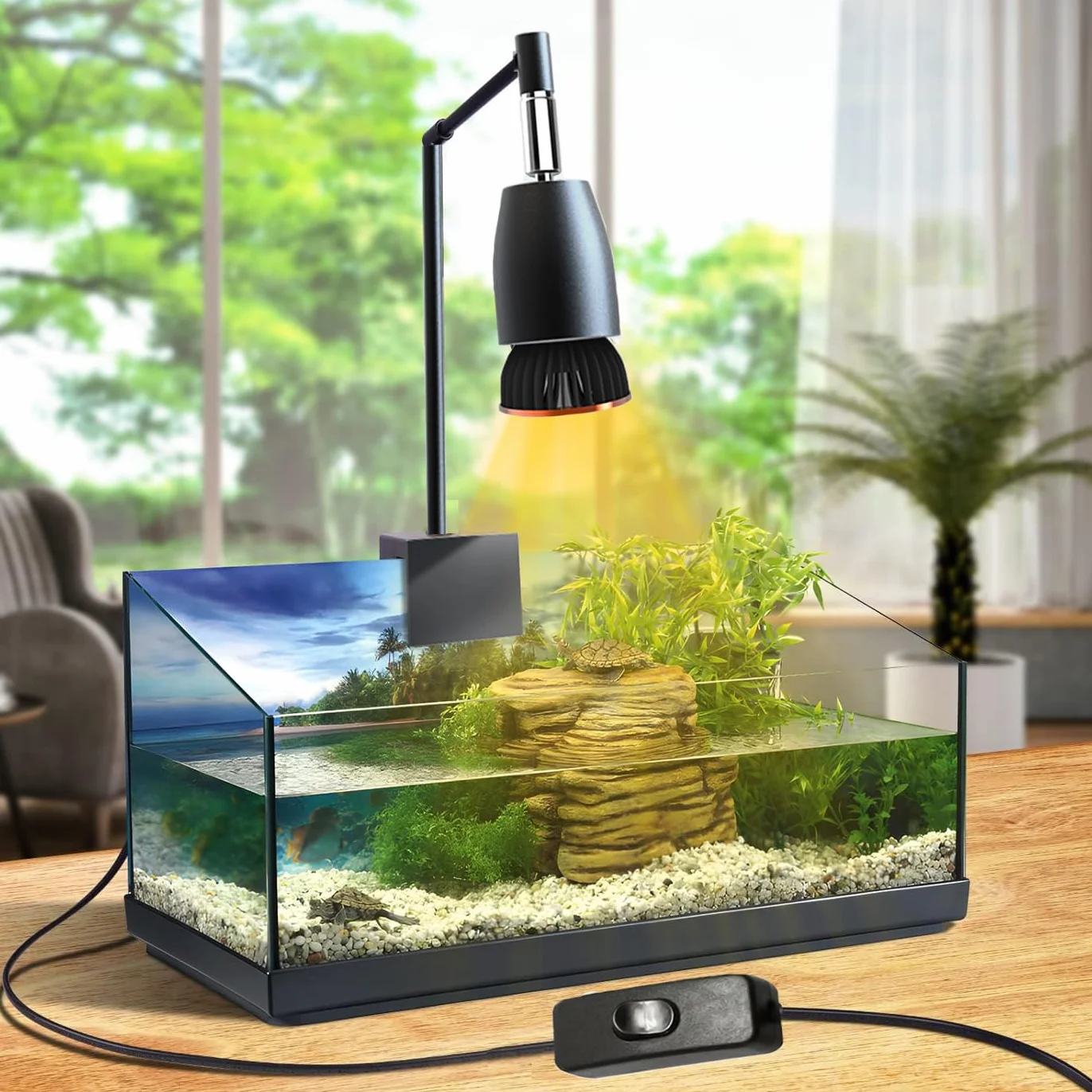 Lampe Chauffante Reptile Rotatif 360° en Métal - pour Lampe UVA/UVB - Accessoire Terrarium Serpent, Tortue, Lézard