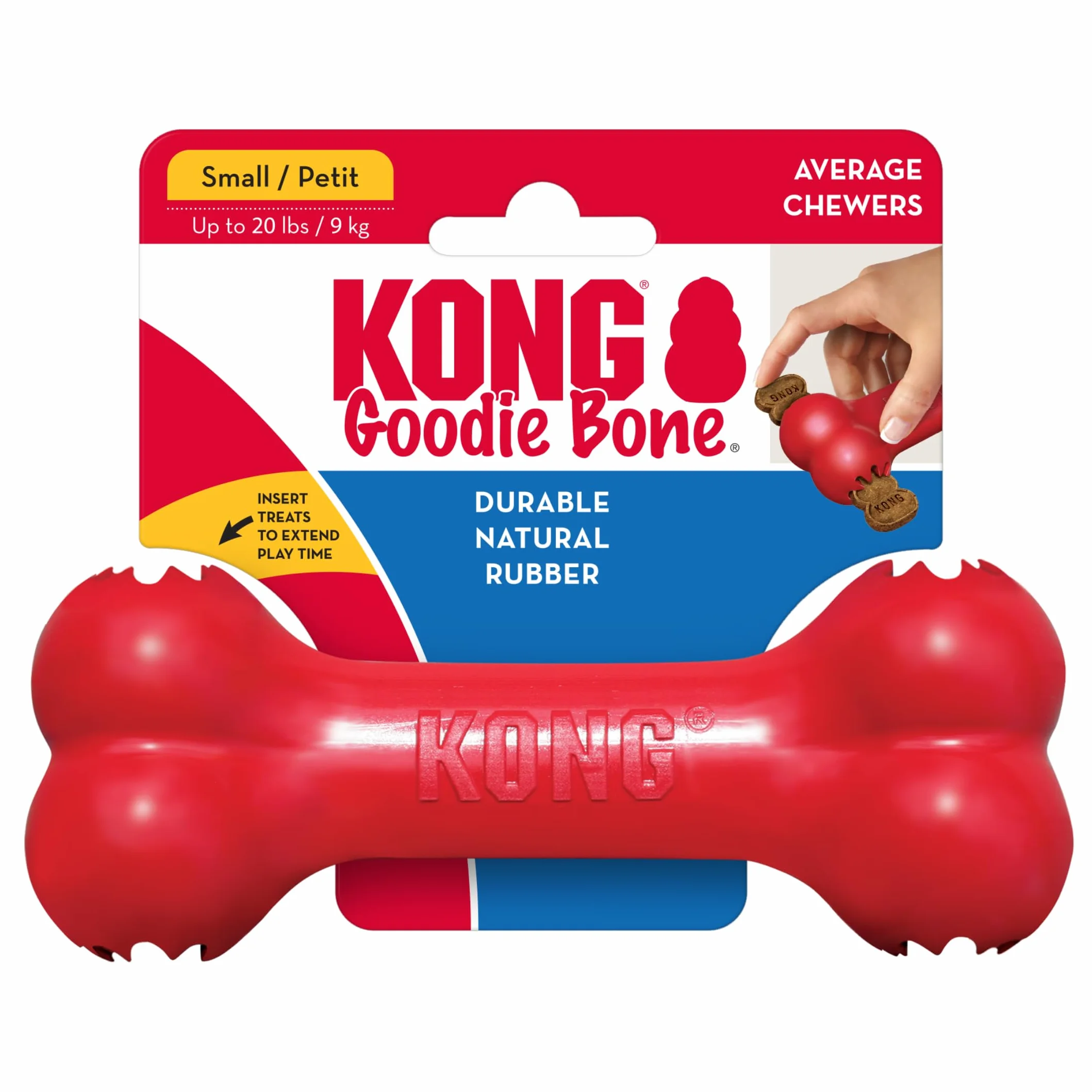 KONG Goodie Bone Os Classique en Caoutchouc Naturel Durable pour Chien - Rouge