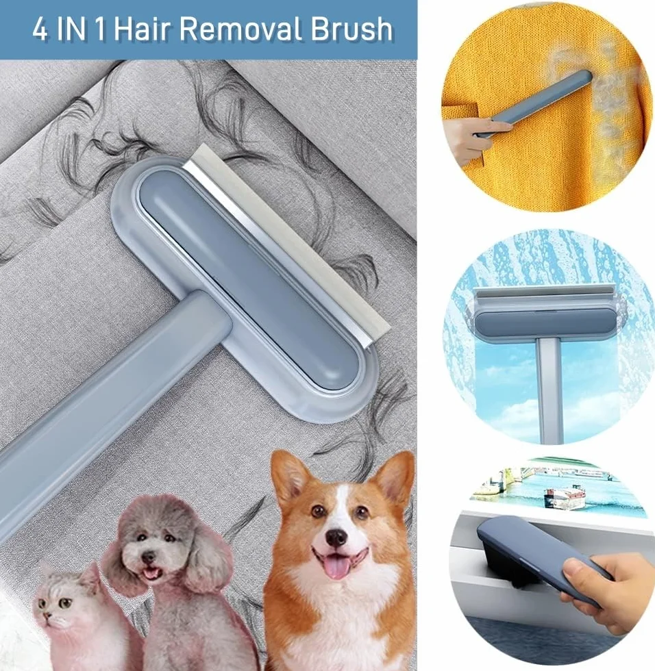 Brosse Anti Poils Chat Chien Animaux 4-en-1 Nettoyage Réutilisable Canapé Tapis Vêtements Literie
