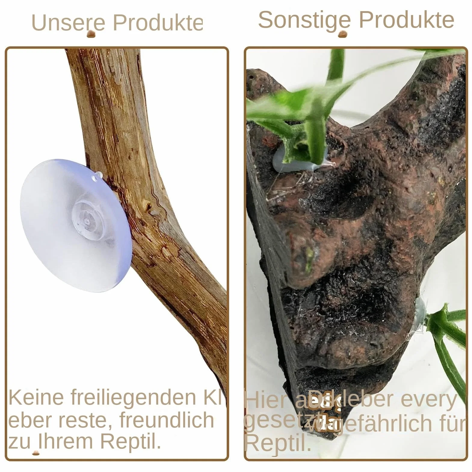 Branches d'escalade pour reptiles 30 cm Tronc d'arbre en bois naturel Décoration terrarium Antidérapant Lézard Serpent Gecko