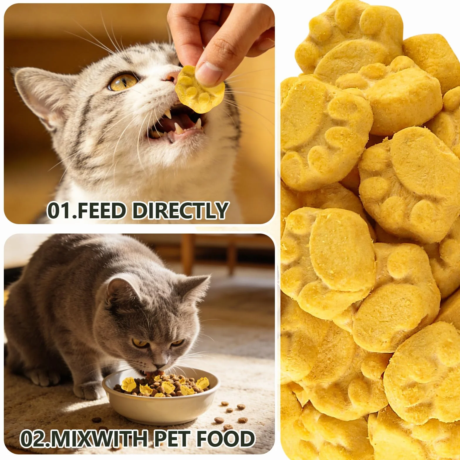 Lyophilisé Friandises pour Chat, Snacks Poulet e Courge pour Chiens Chats