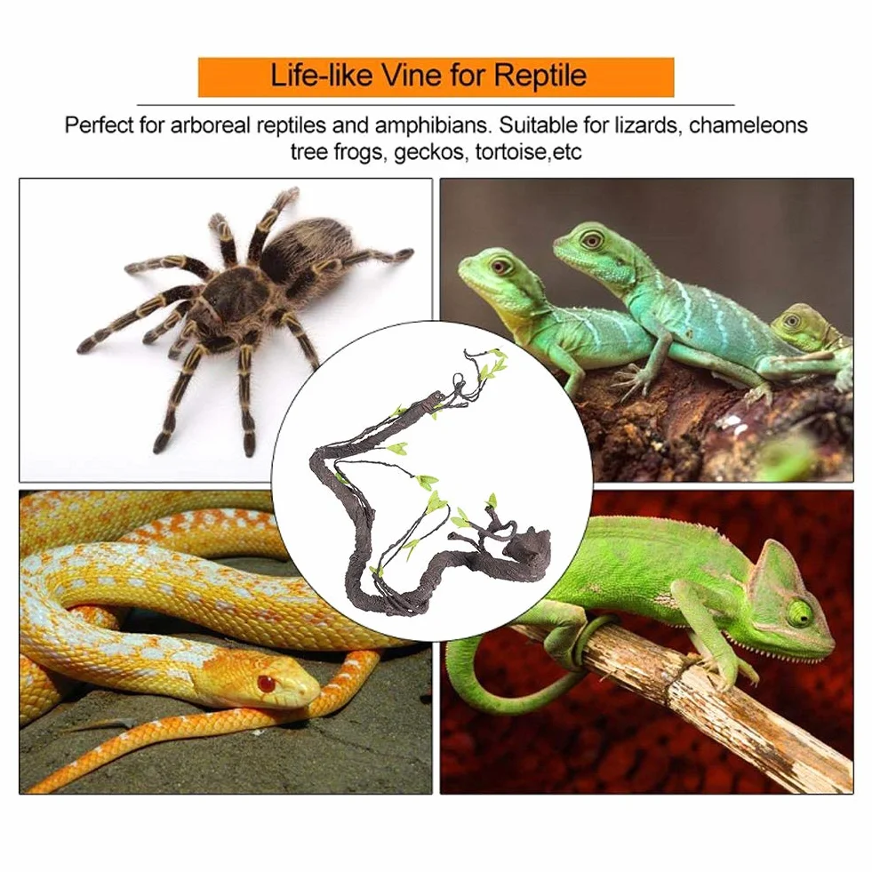 Vignes de Reptiles Grimpeur Artificiel Jungle Forest Bend Habitat pour Animaux de Compagnie Décor pour Serpents Grenouilles lézards(S)