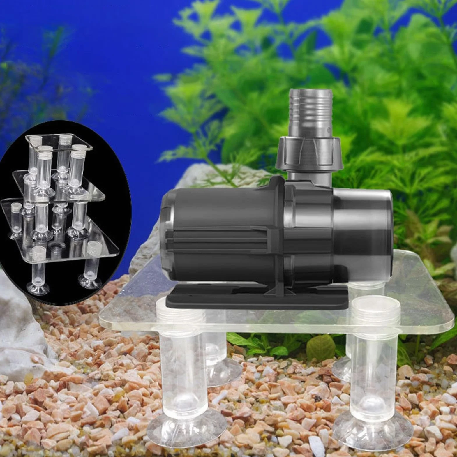 Support de pompe d'aquarium anti-vibration réglable stable