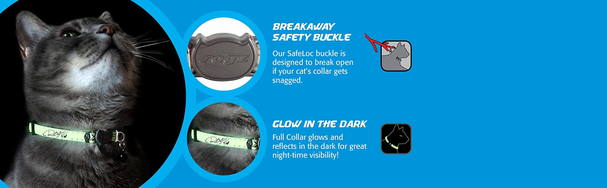 Rogs CATZ GlowCat Collier pour Chat Black