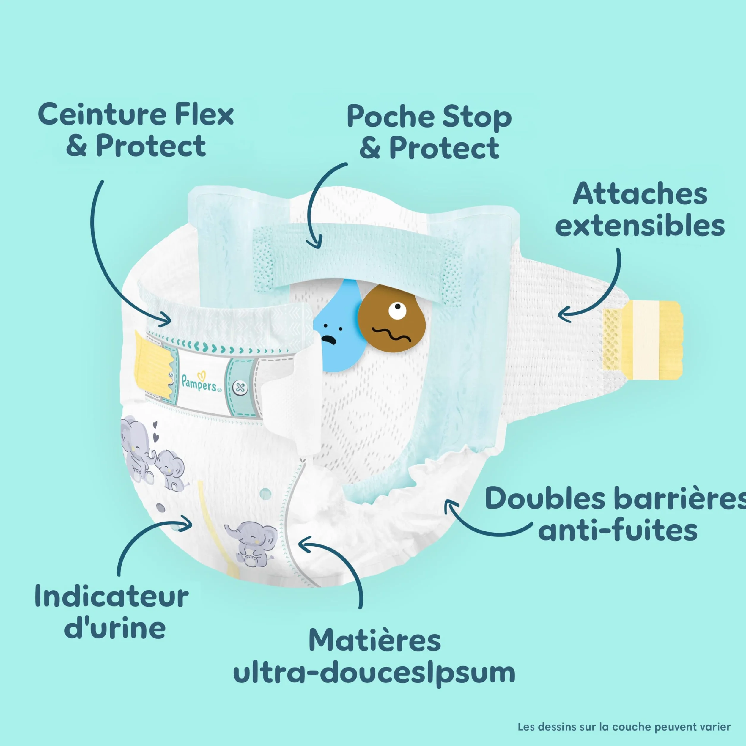 Pampers Premium Protection Taille 3, 148 Couches, 6kg-10kg, Pack 1 Mois + 10 Lingettes