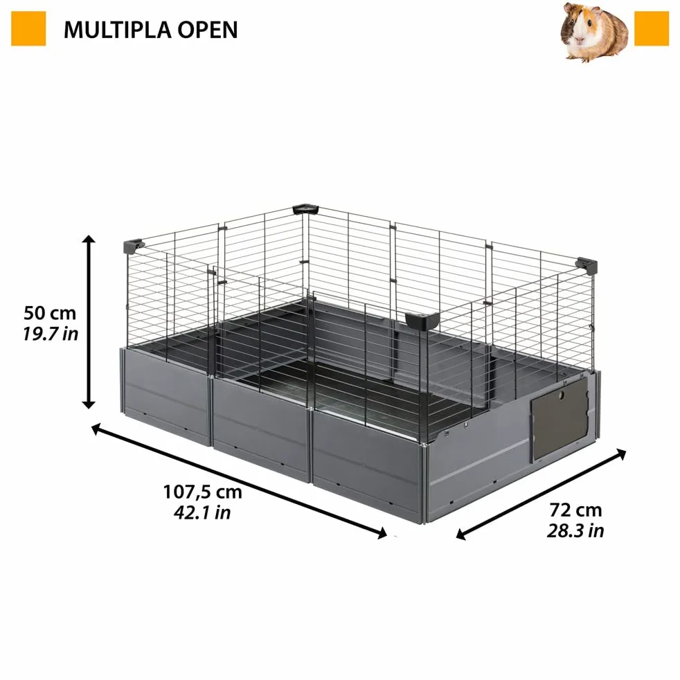 Cage Modulable Ouverte pour Cochons d'Inde MULTIPLA OPEN, en Grillage Métallique et Plastique Recyclé