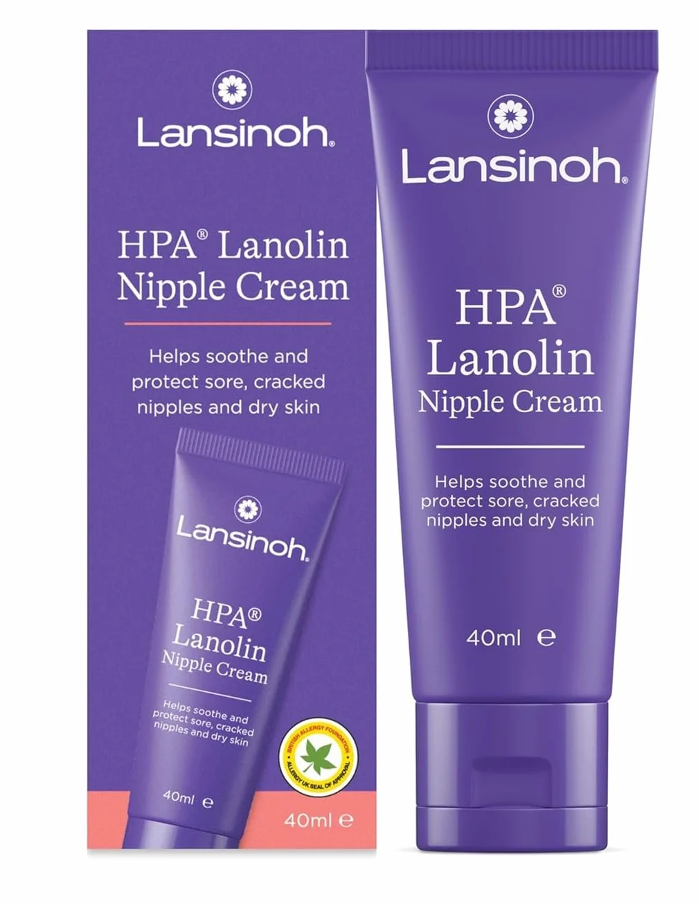 Lansinoh Crème Lanoline HPA 40 ml 100% Naturelle Allaitement Soulage Crevasses Sécheresse Irritations