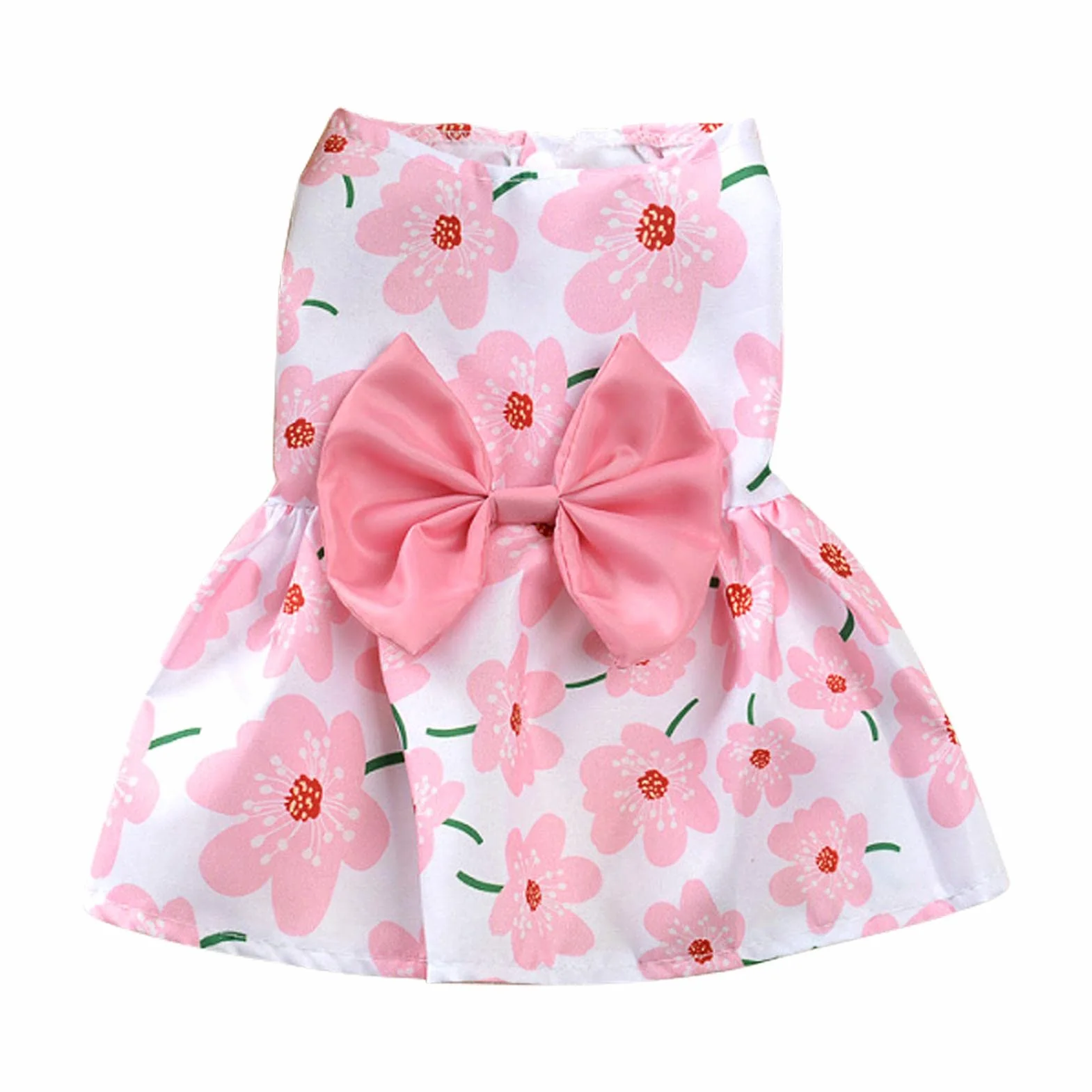 Robe pour chien avec nœud et fleurs décoratives – été mignonne pour chihuahua Yorkie taille XS bleu
