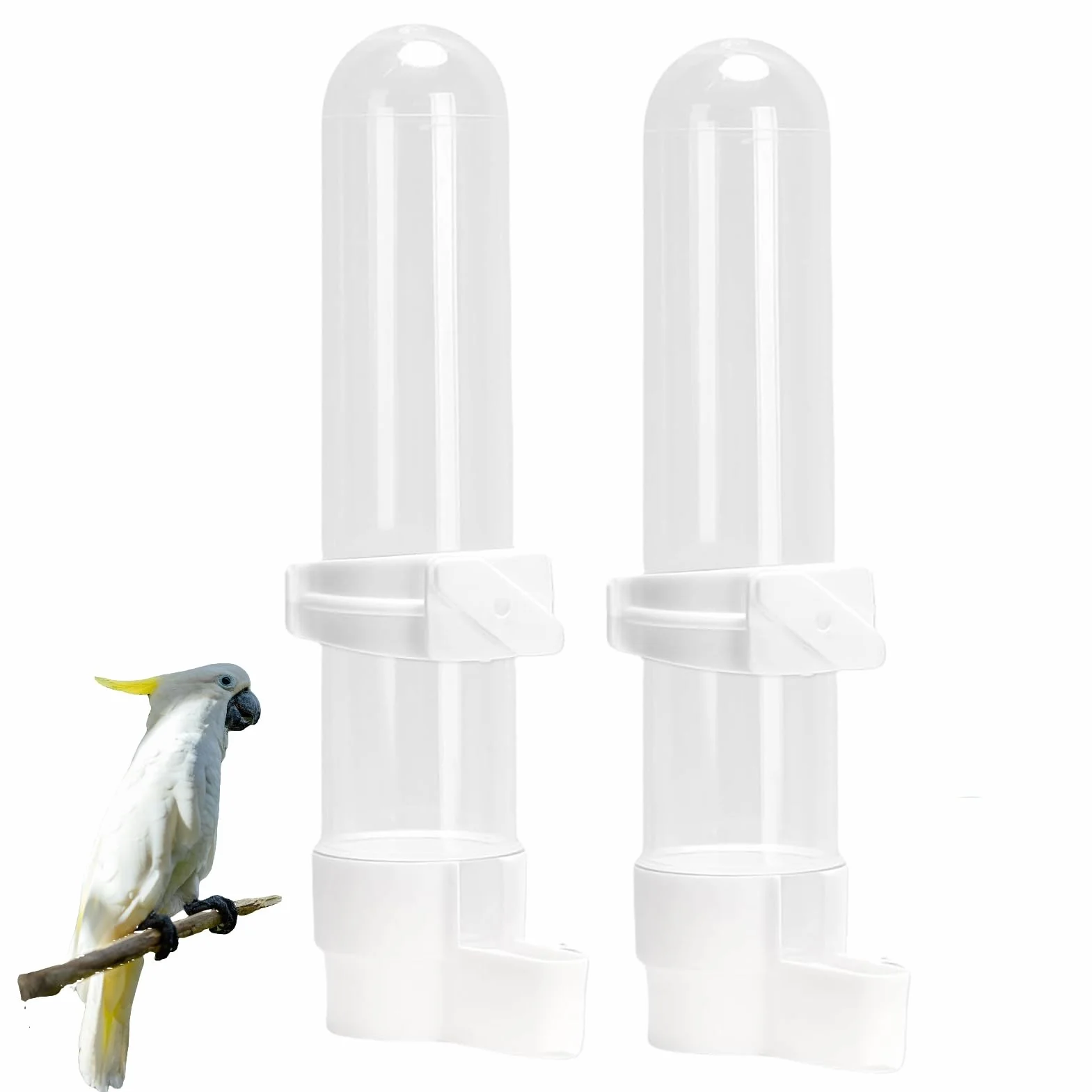 Abreuvoir Oiseaux Automatique 2 Pièces 120 ML Distributeur d'Eau et Aliments pour Perroquets Perruches Calopsittes