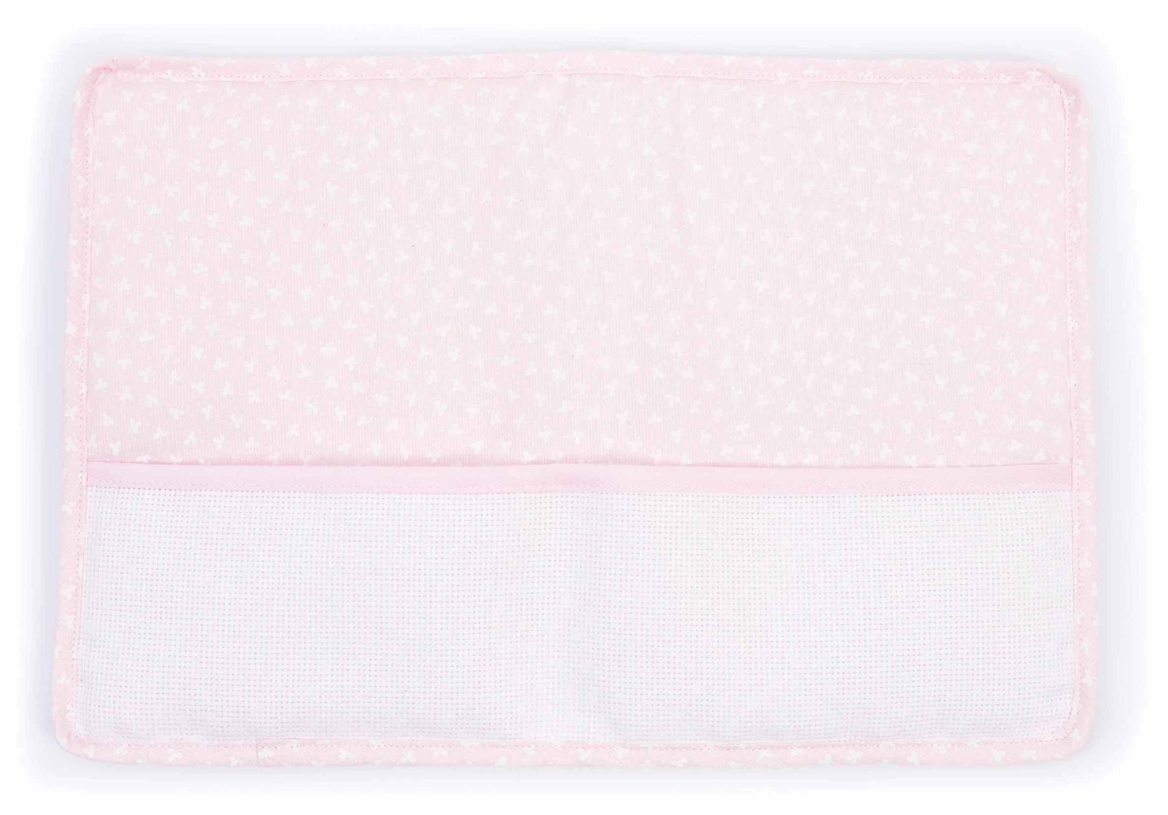 Couvre-Livret Sanitaire avec Poche en Toile Aida à Broder, Rose, Fabriqué en Piquet de Coton Imprimé, Made in Italy