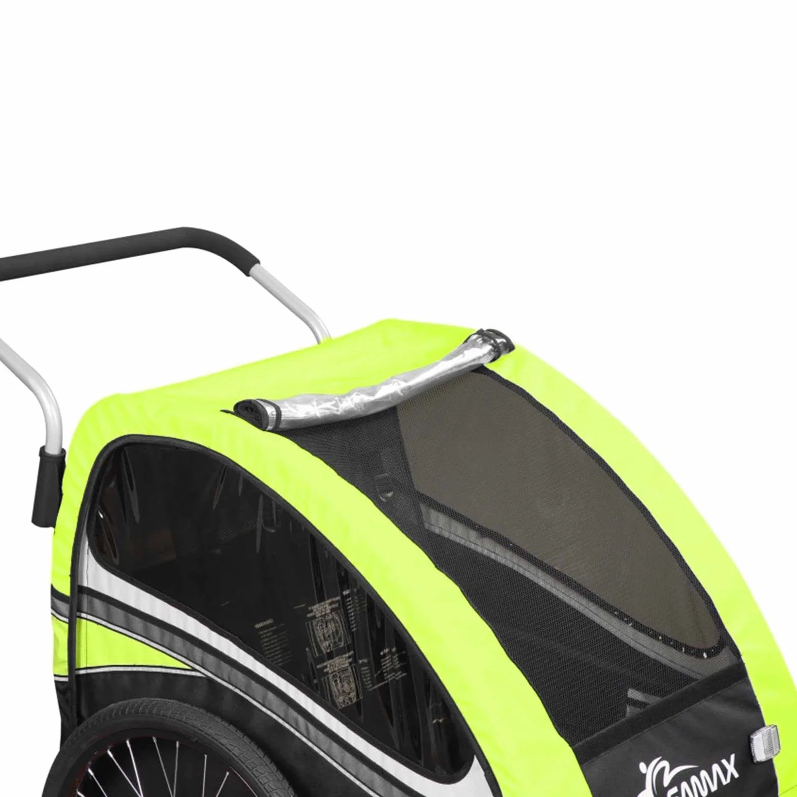 SAMAX Remorque Vélo Convertible Jogger 2en1 360° Rotatif pour 2 Enfants Amortisseur Transport Poussette Vert - Black Edition