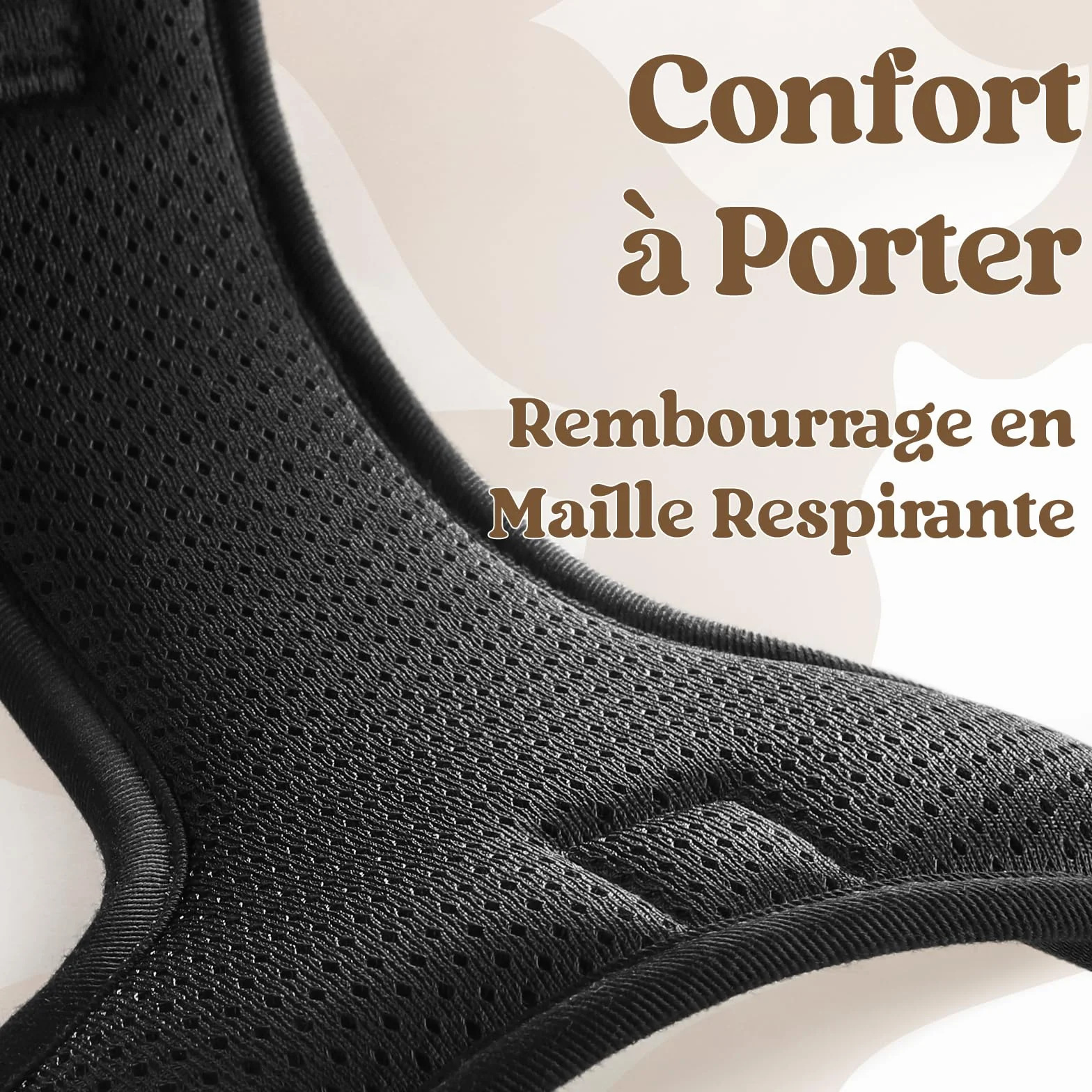 Rabbitgoo Harnais Chien Anti Traction 3 Boucles Réglable Réfléchissant Noir L