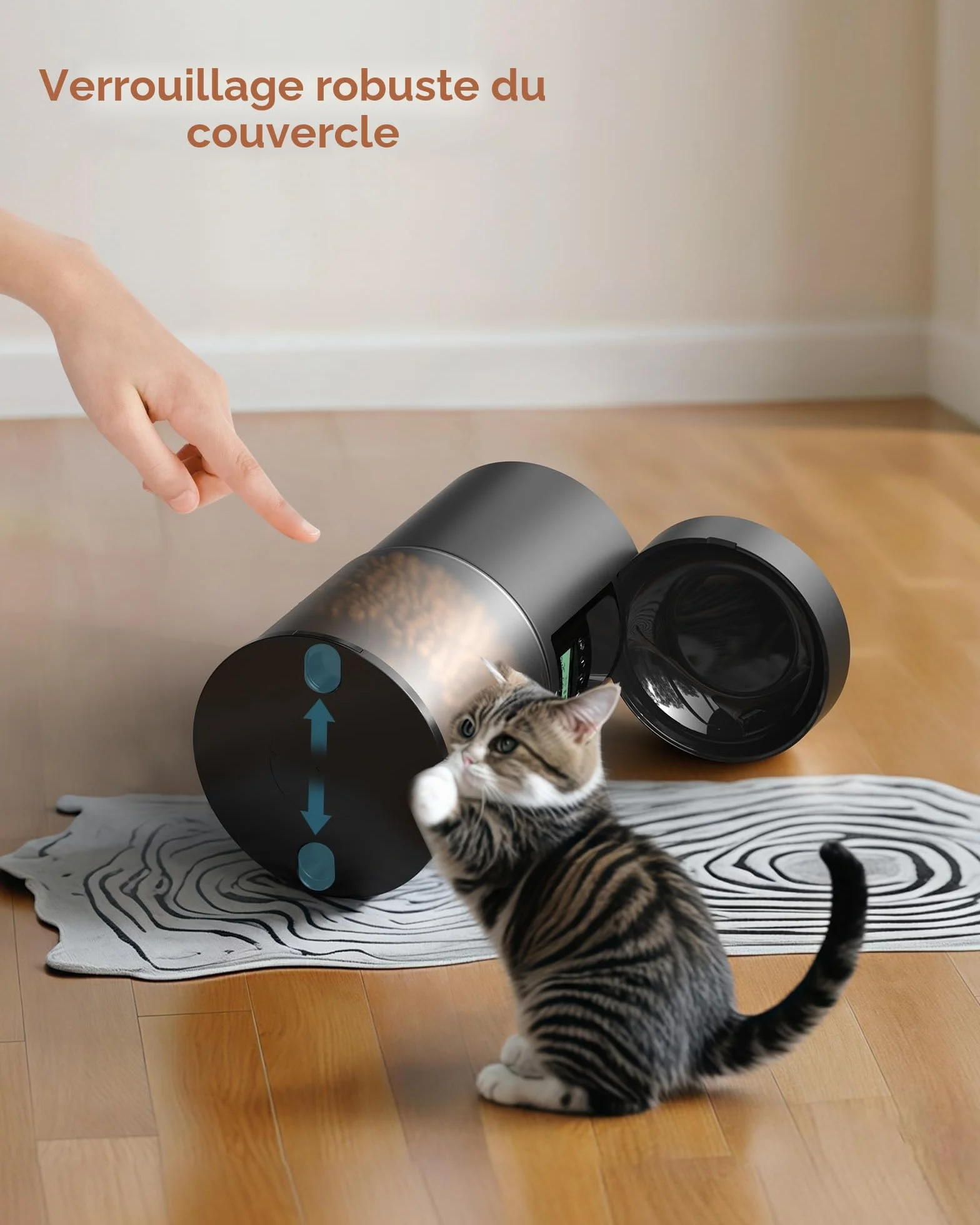 Distributeur Croquettes Chat Automatique avec Minuterie 4L Noir