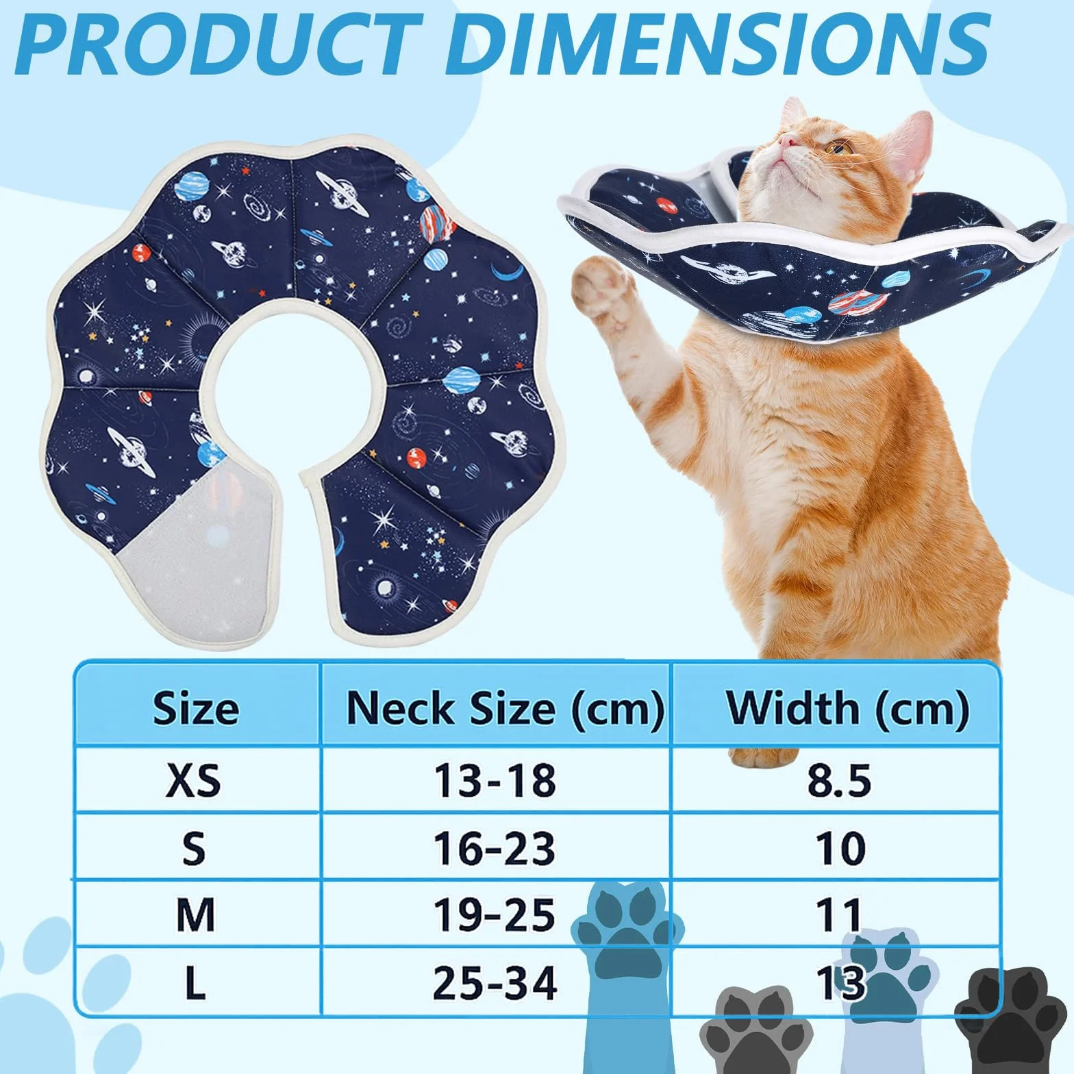 JunD Collier de Récupération Souple Chat, Collerette Post-Opératoire Réglable, Tour de Cou Chat Souple Respirant Imperméable Lavable